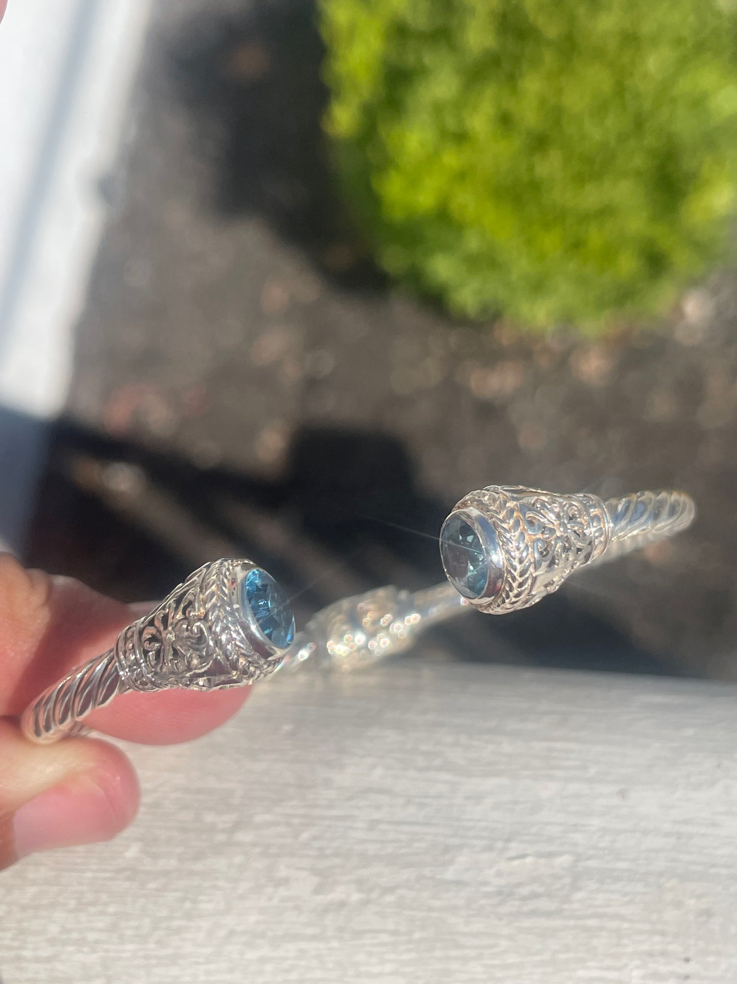 Designer Sarda 925 Sterling Silver Blue Topaz Bracelet