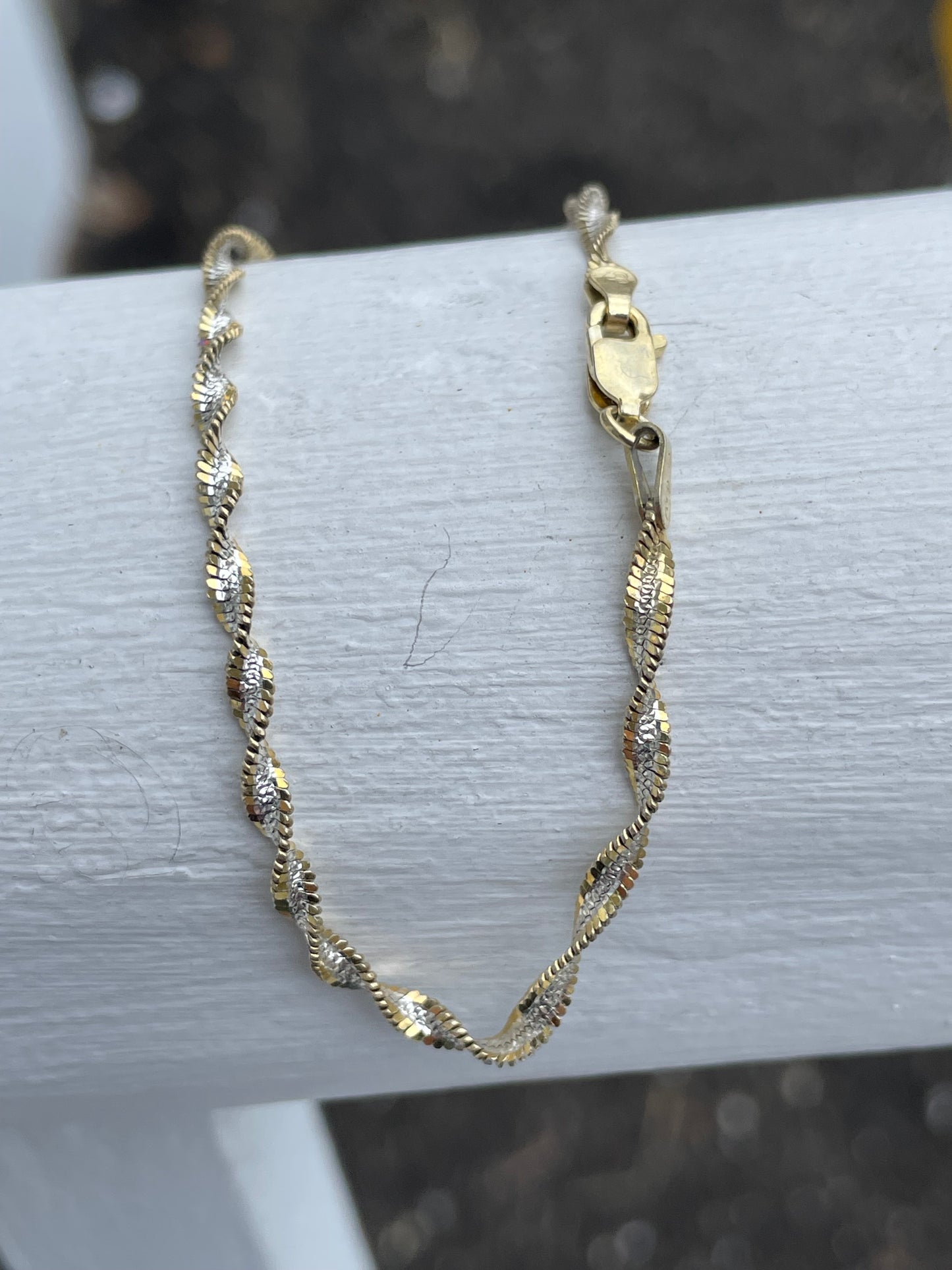 925 Sterling Silver 2tone Vermeil Twist Bracelet 7.75”