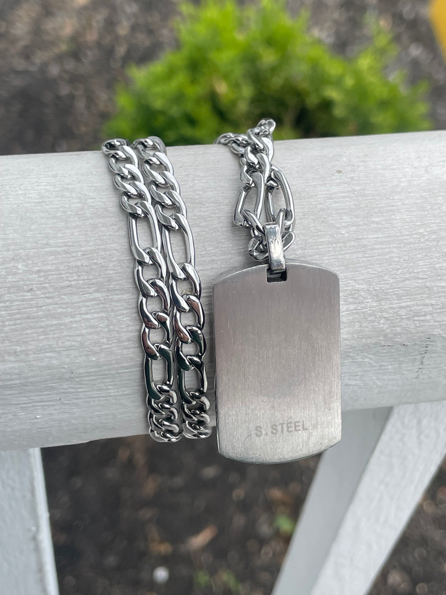 Stainless Steel Black Dog Tag Necklace 23”