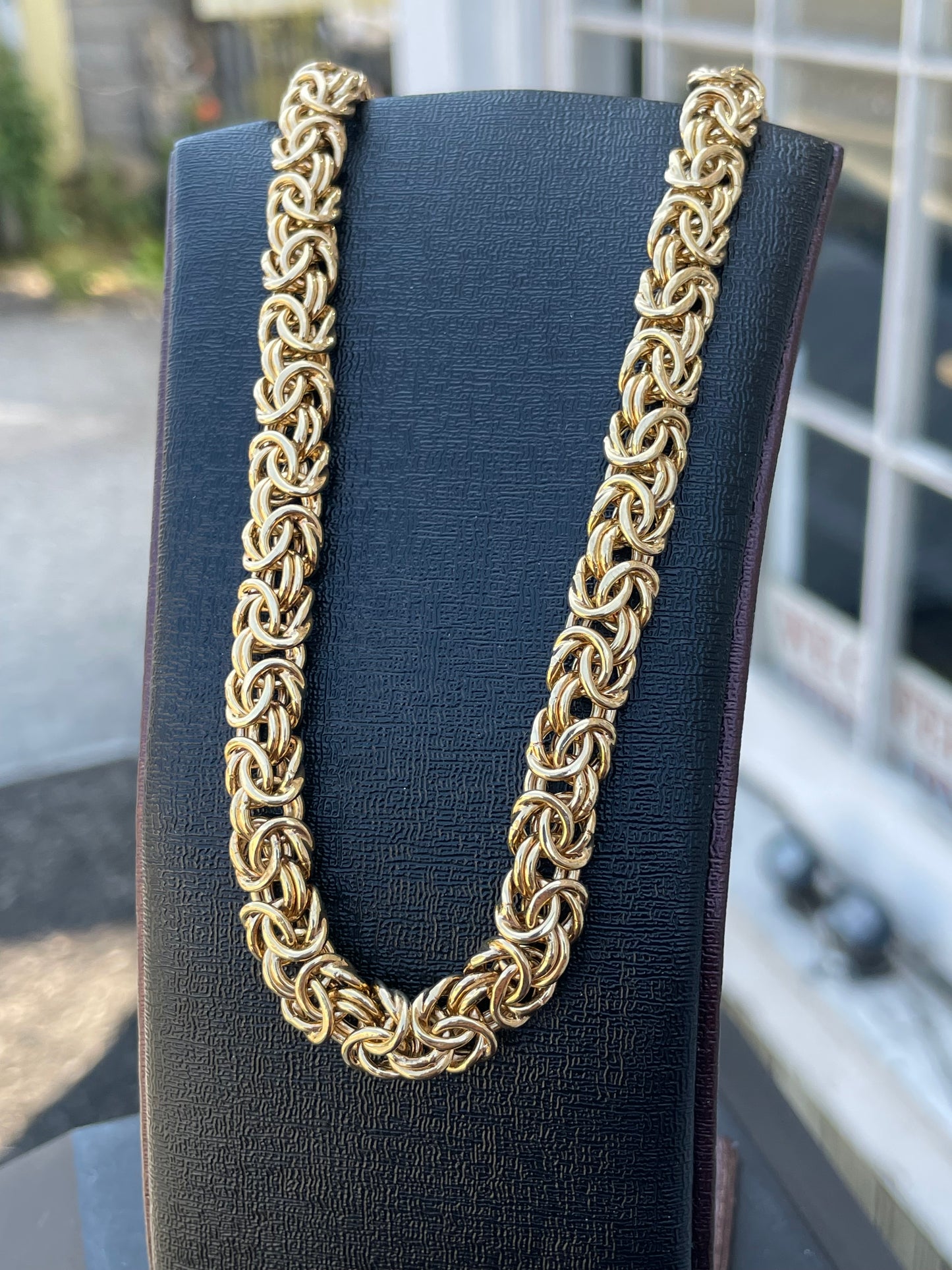 925 Sterling Silver Vermeil Byzantine Link Necklace 17”