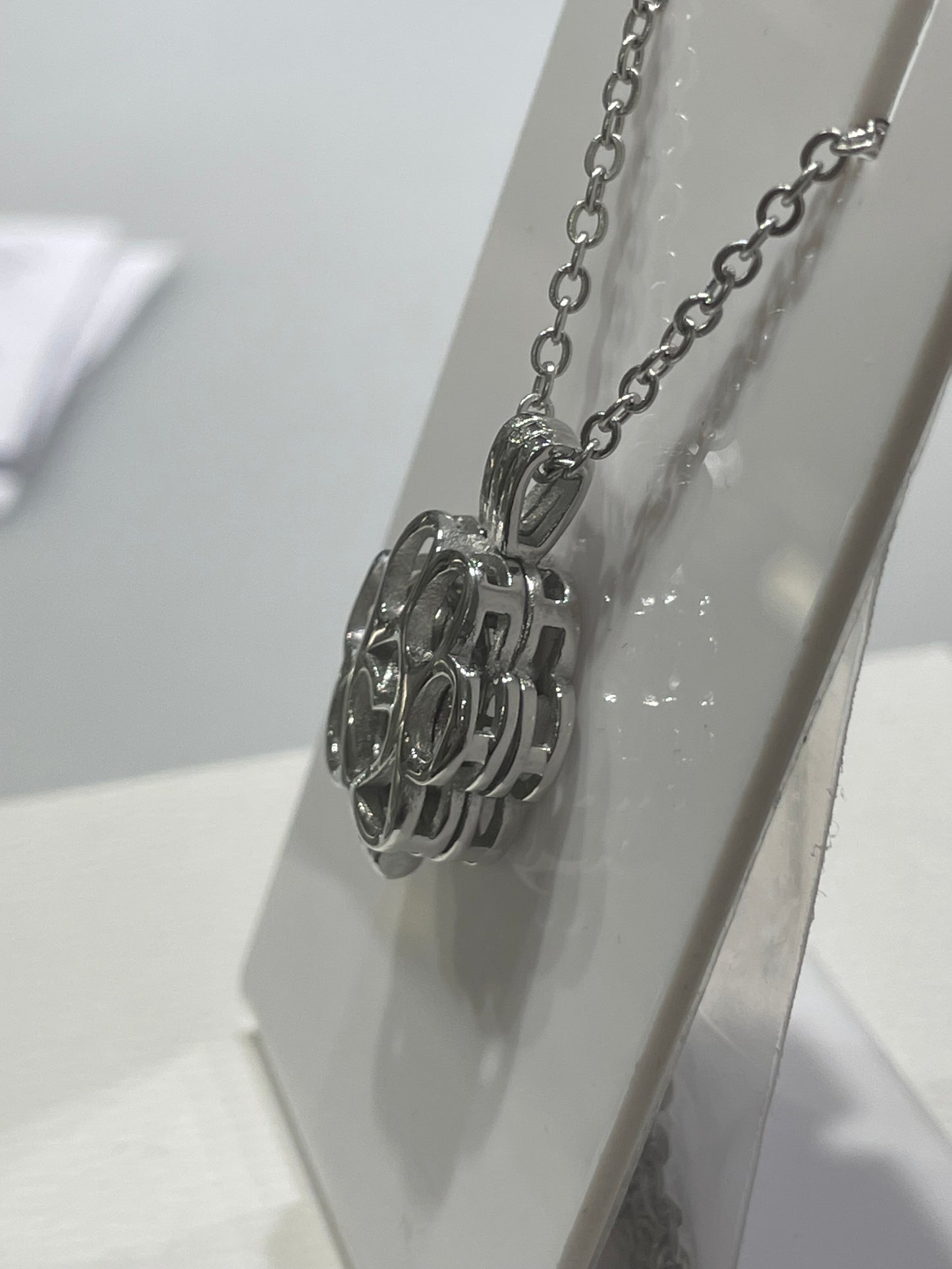 Stainless steel paw print urn necklace