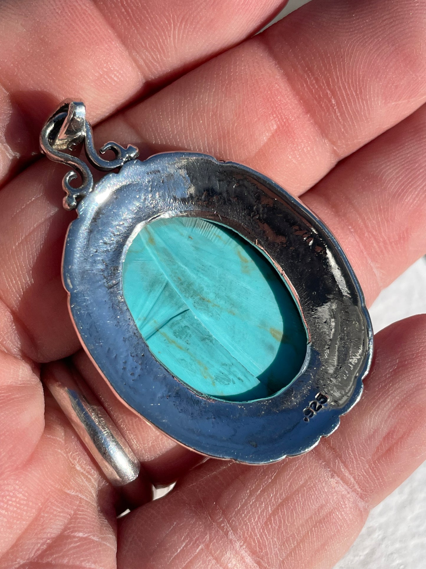 925 Sterling Silver Sleeping Beauty Turquoise Pendant