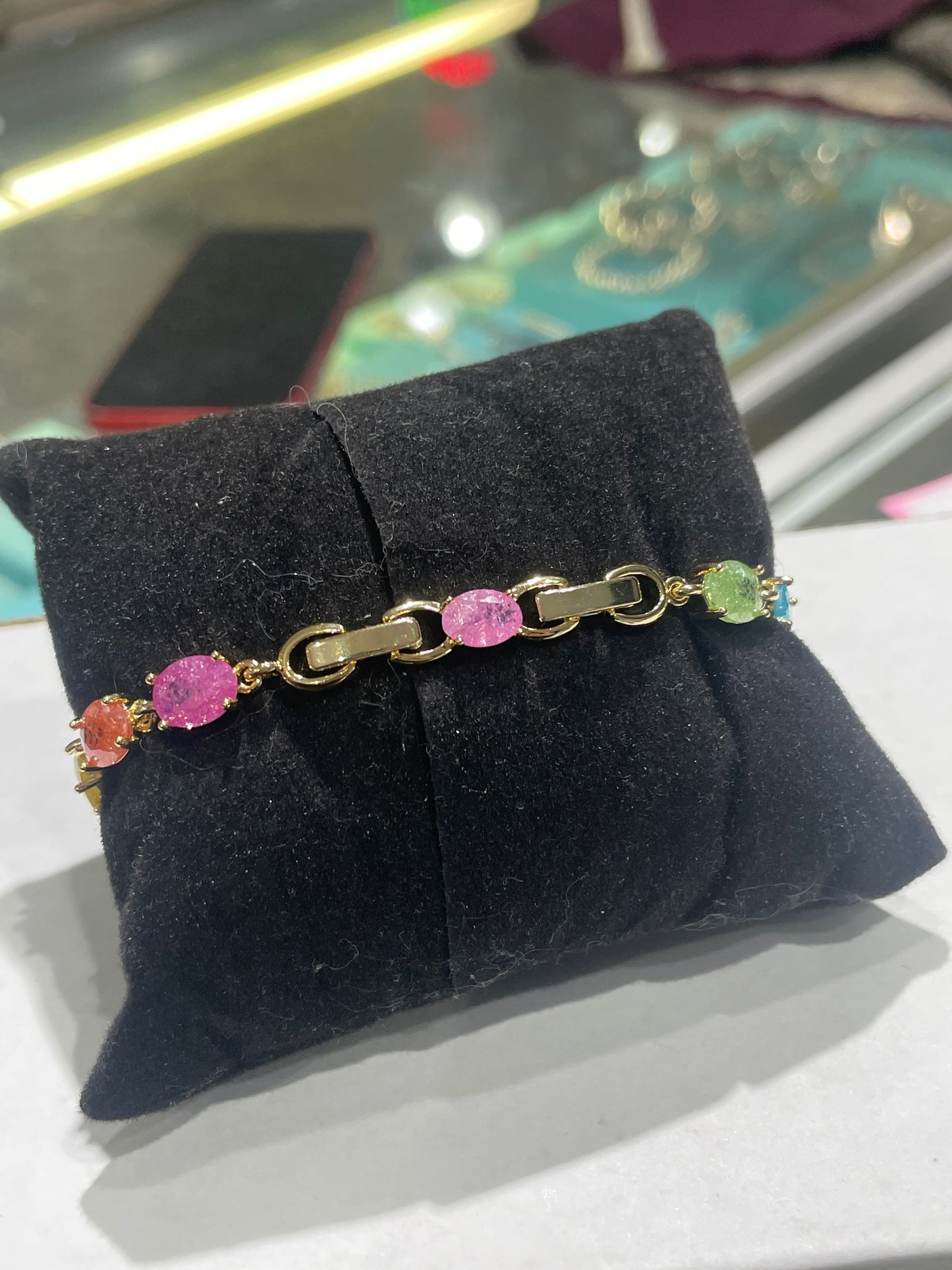 Gold Plated Candy Crush Stone Tennis Bracelet