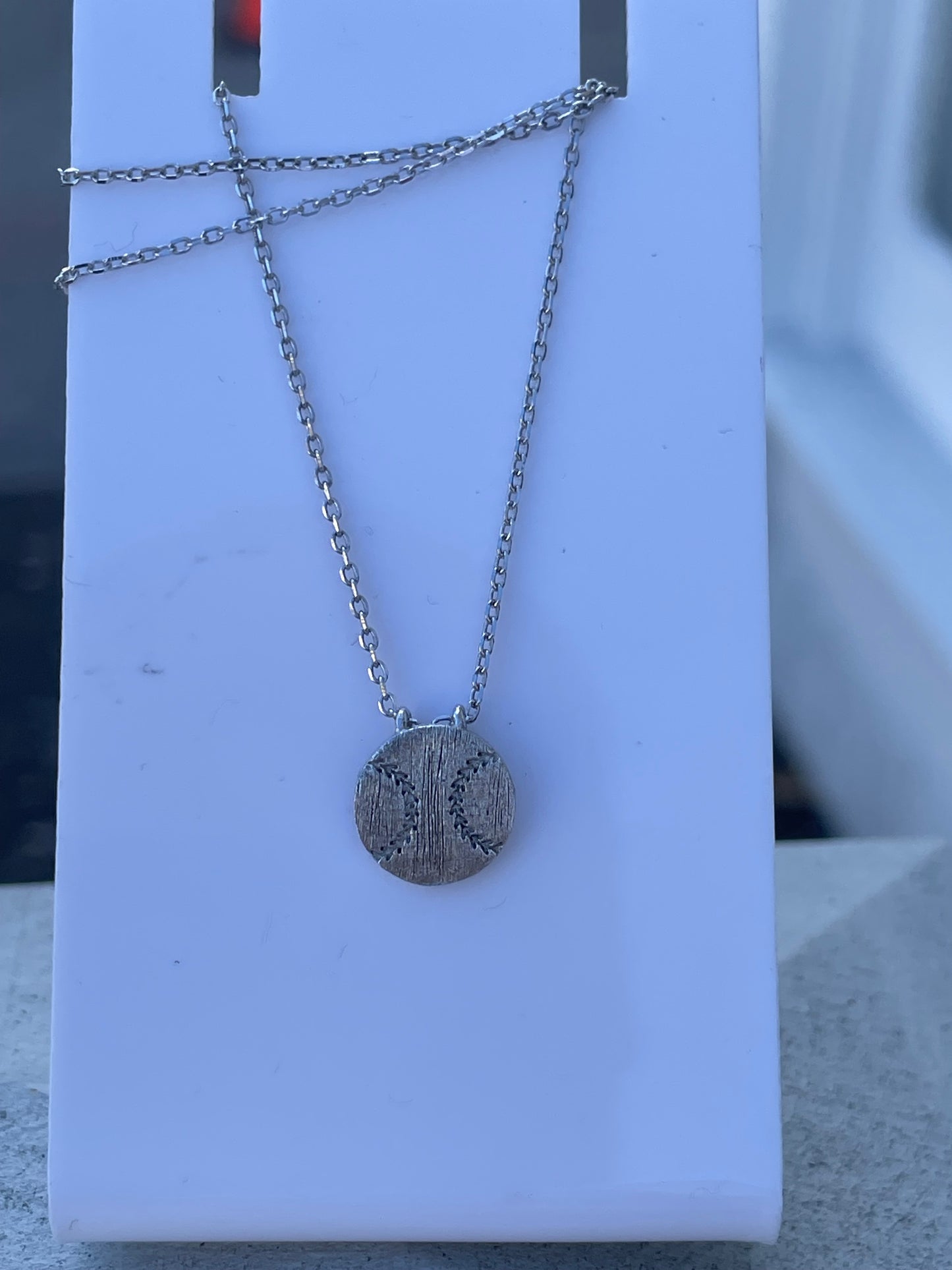 925 Sterling Silver Boys Baseball Logo Necklace 16”-18”