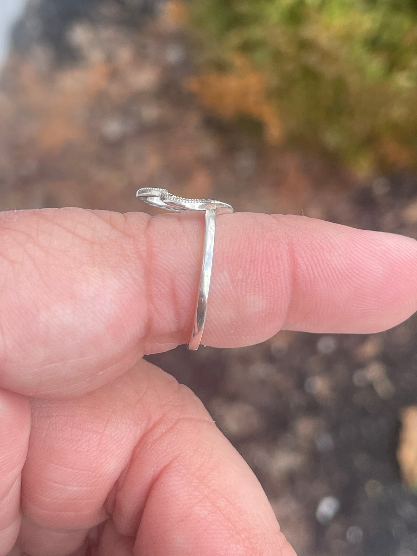 925 Sterling Silver Open Heart Clear Zirconia Ring Size 8