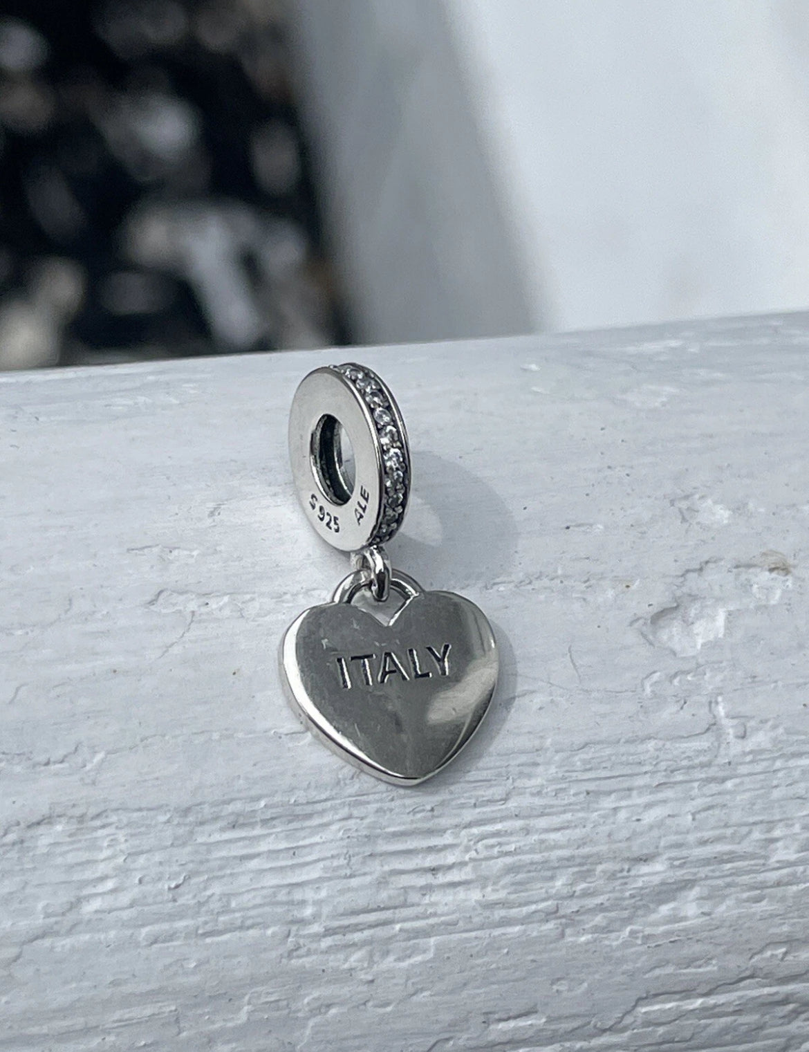 Pandora Italy Country Heart Flag Exclusive Travel Dangle Charm