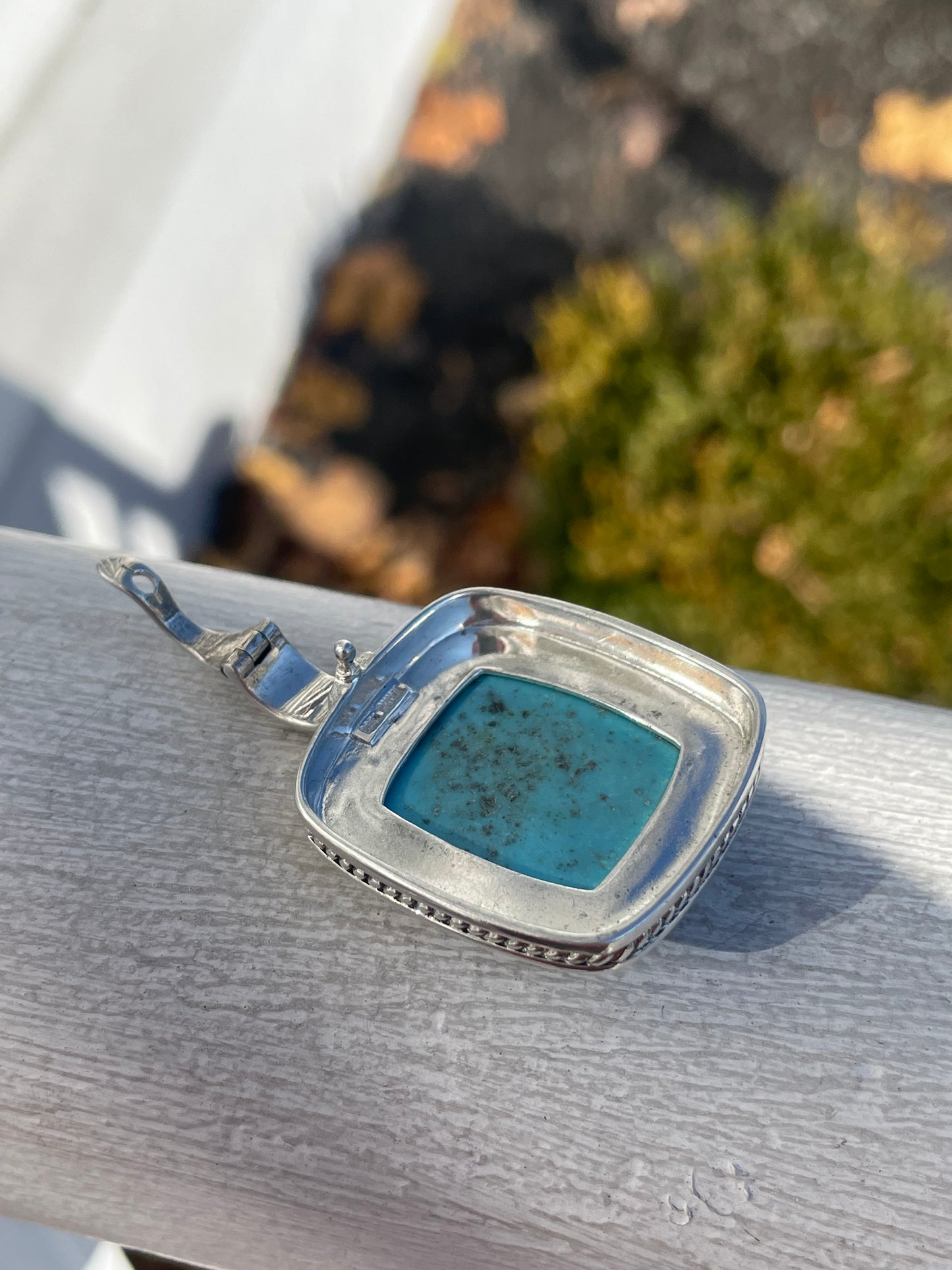 Designer 925A Sterling Silver Large Turquoise Albion Style Pendant