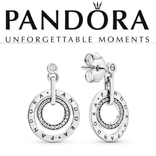 PANDORA LOGO SILVER EARRINGS WITH CLEAR CUBIC ZIRCONIA 296296CZ