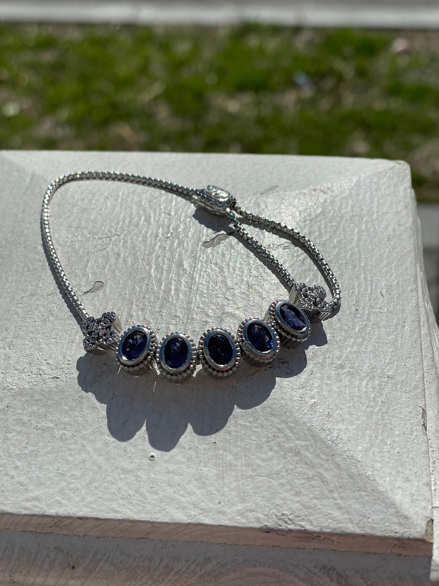 Designer Doug Paulson DP 925 Sterling Silver Iolite Cable Bracelet