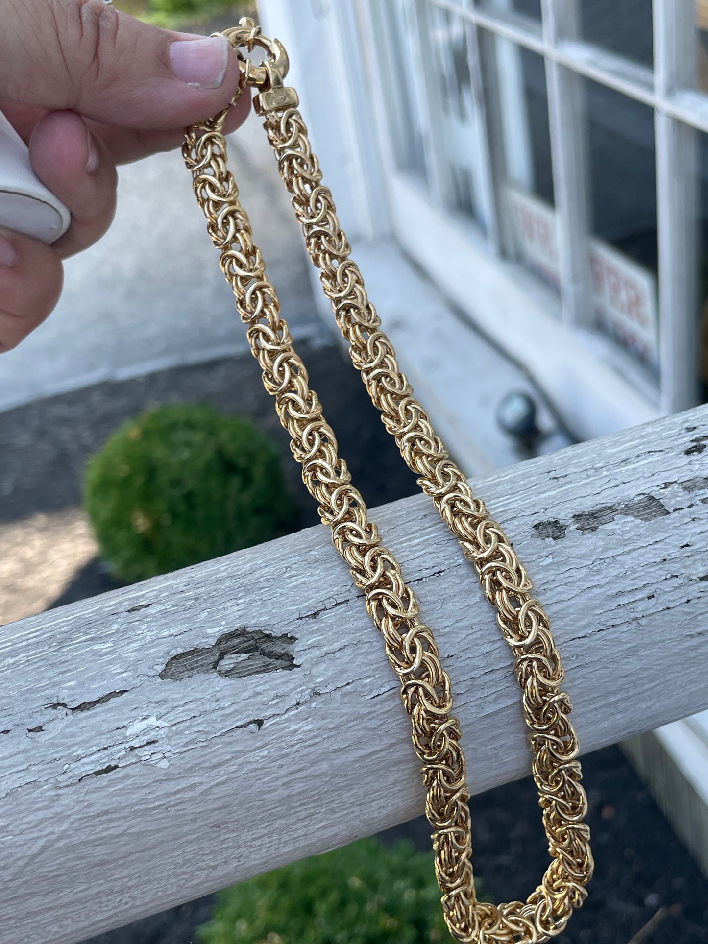 925 Sterling Silver Vermeil Byzantine Link Necklace 17”