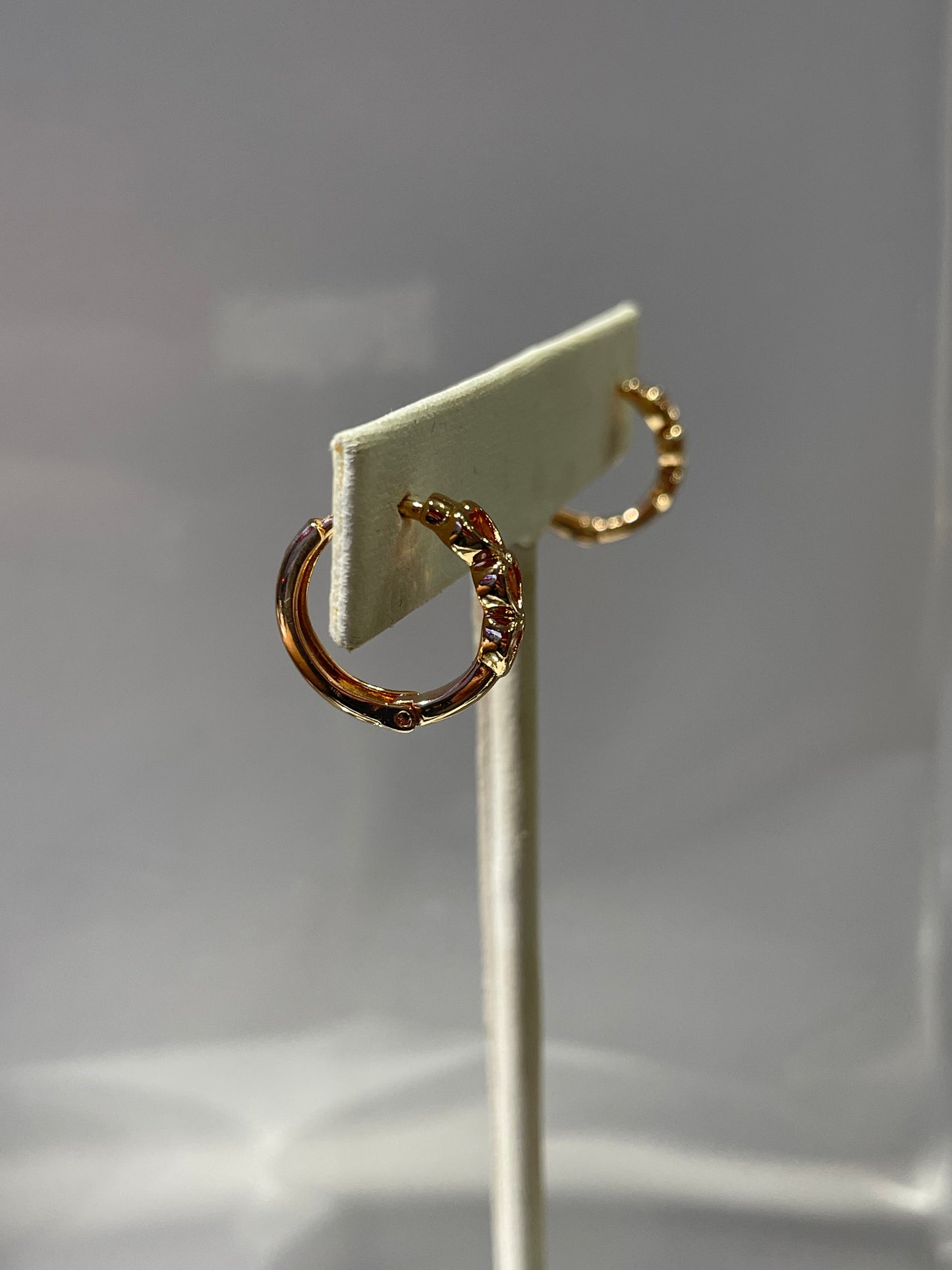 Stainless Steel Vermeil Orange Zirconia Huggie Hoop Earrings