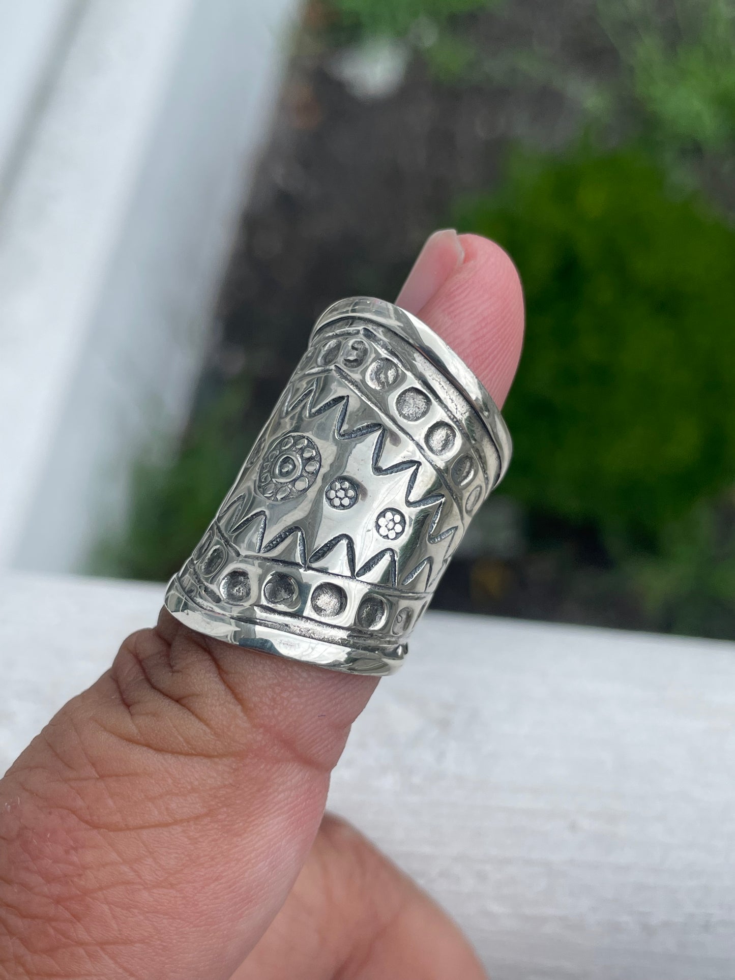 925 Sterling Silver Native American Thick Cigar Band Ring Size 7