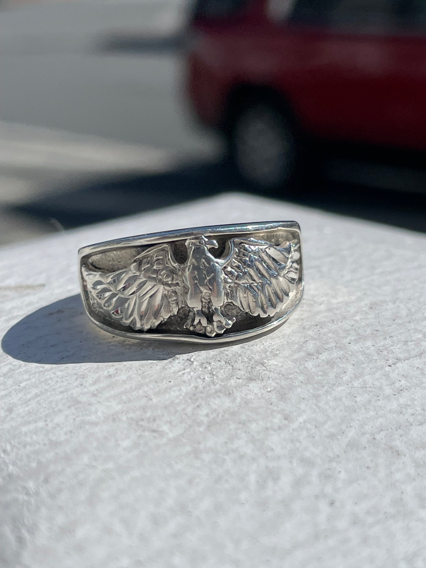 Designer Ted Ott 925 Sterling Silver Eagle Band Ring Size 10.5
