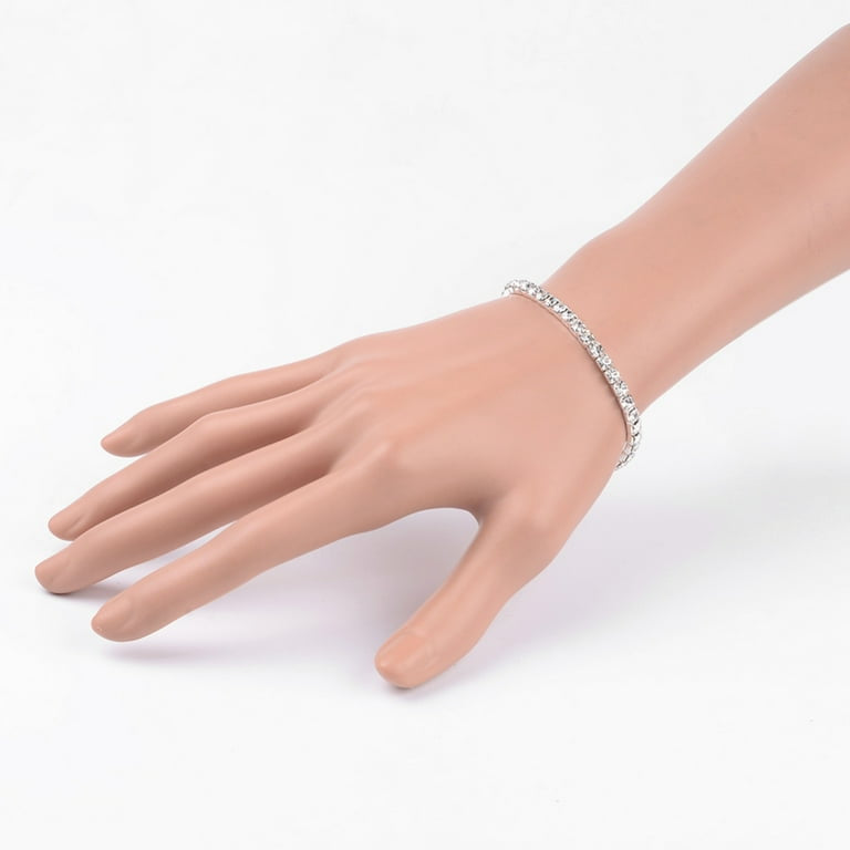 925 Sterling Silver Stretch Clear Zirconia Tennis Bracelet ~ No Lock