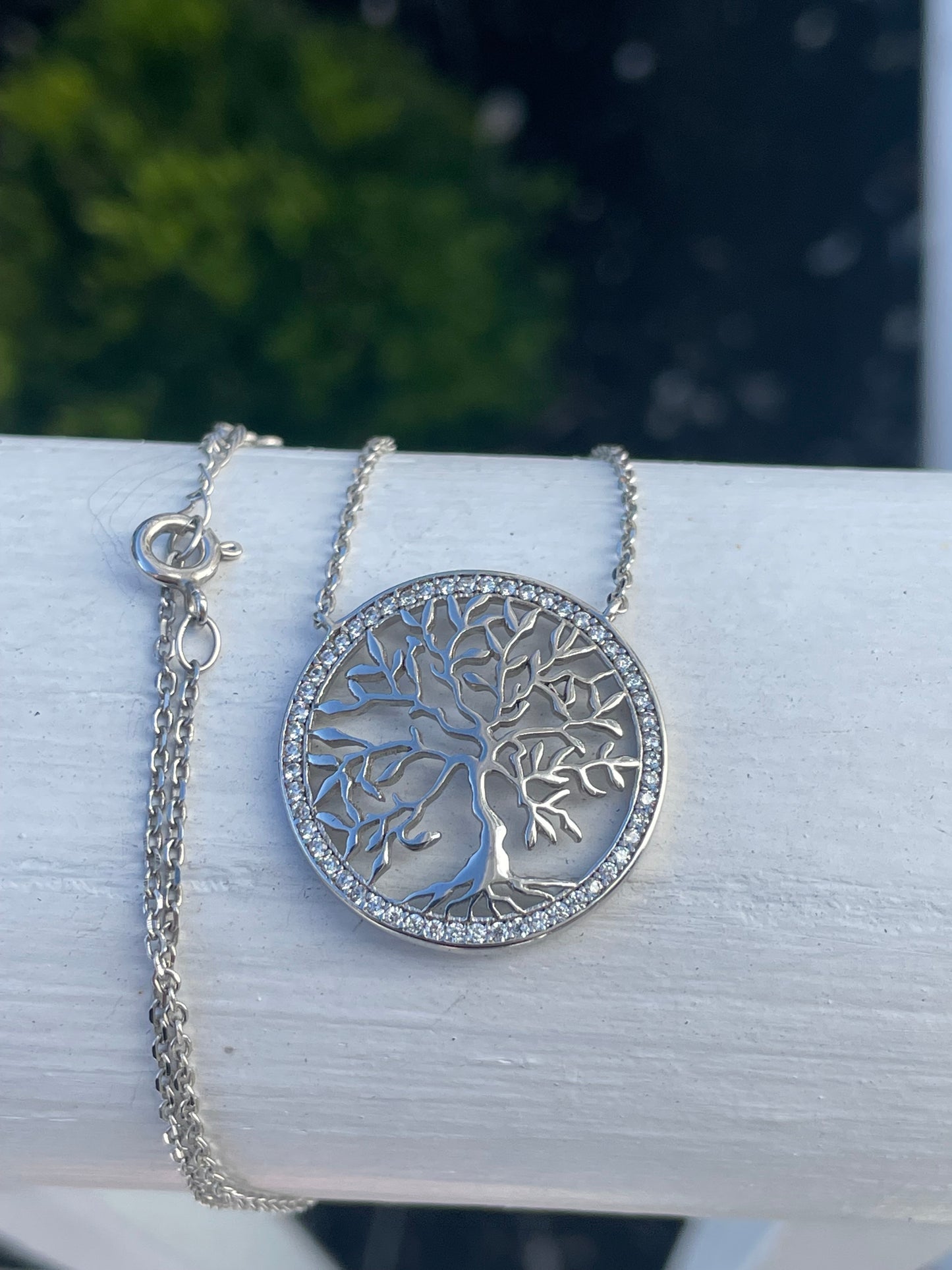 925 Sterling Silver Sparkling Tree of Life Necklace