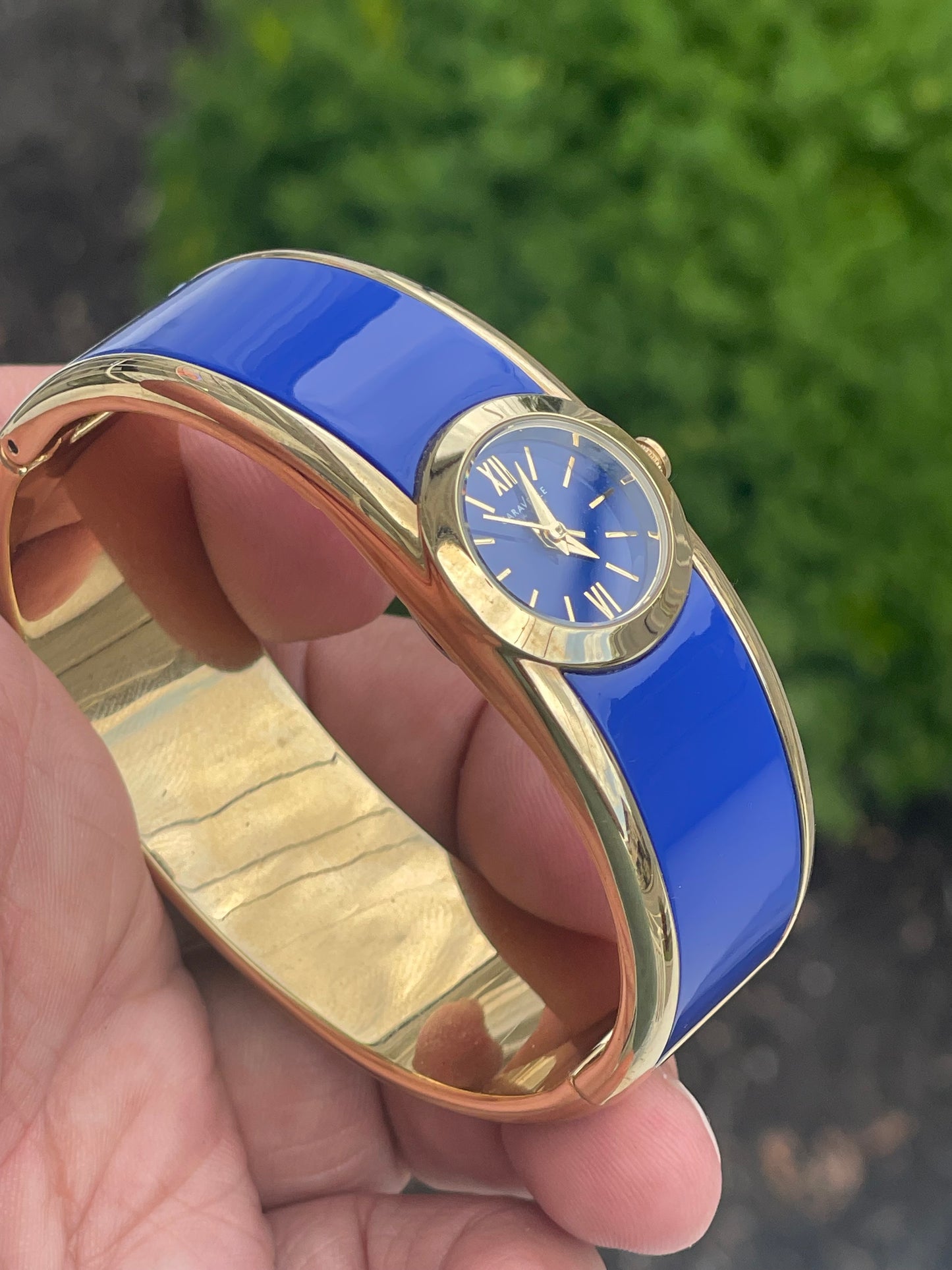 Caravelle by Bulova Royal Blue & Gold Bangle Bracelet Watch