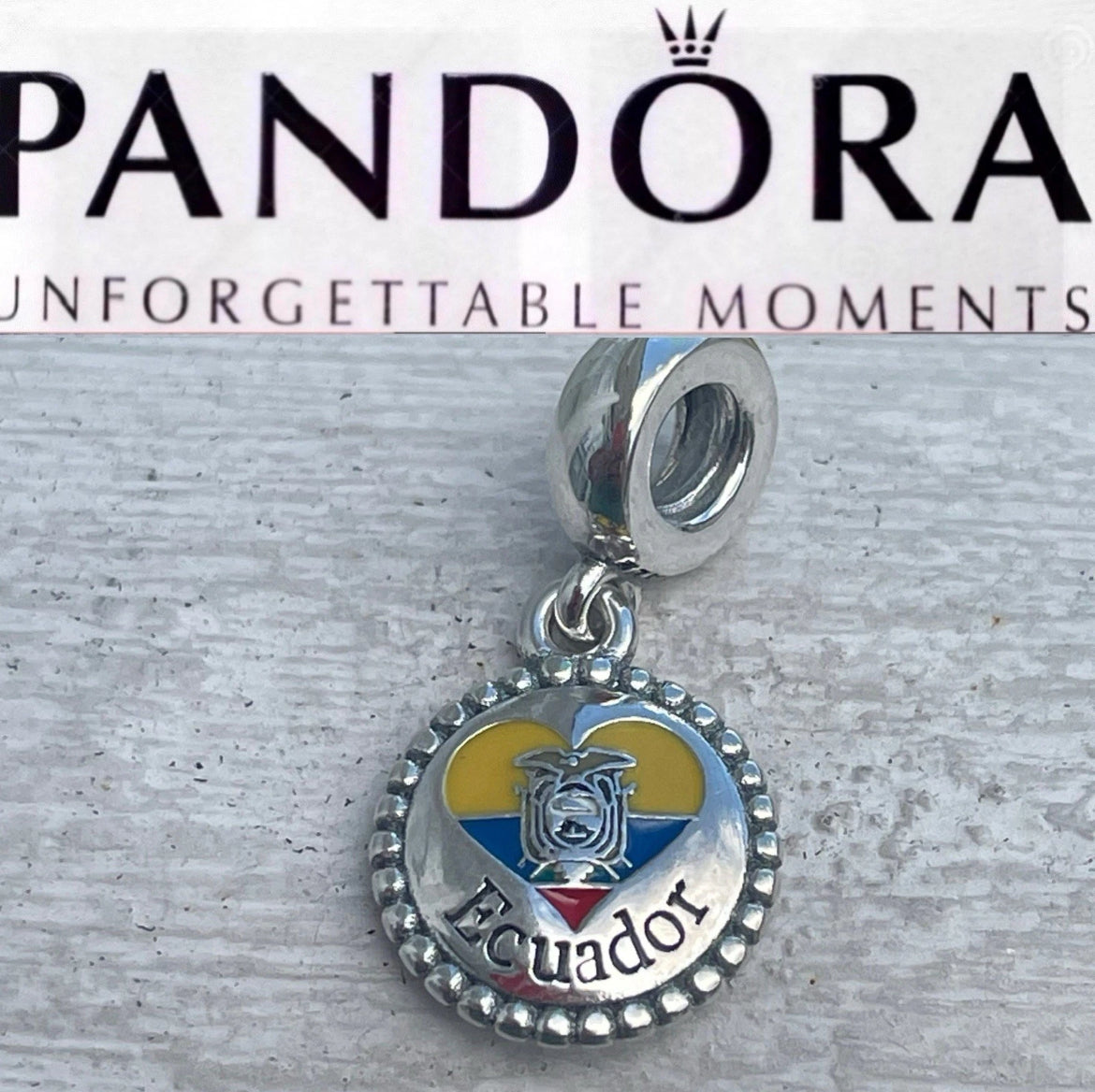 Pandora Ecuador Country Heart Flag Exclusive Travel Dangle Charm