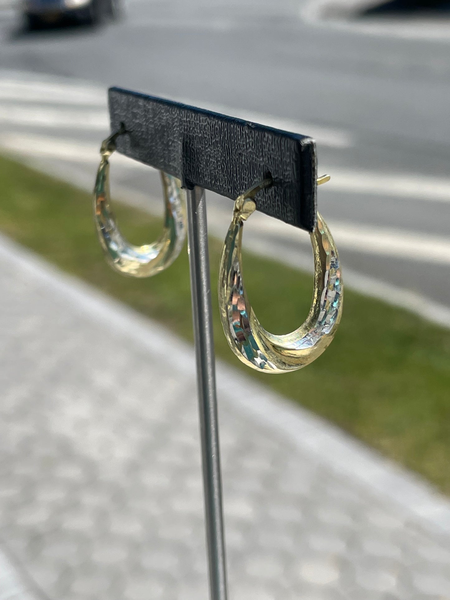 925 Sterling Silver Vermeil Oval Hoop Earrings