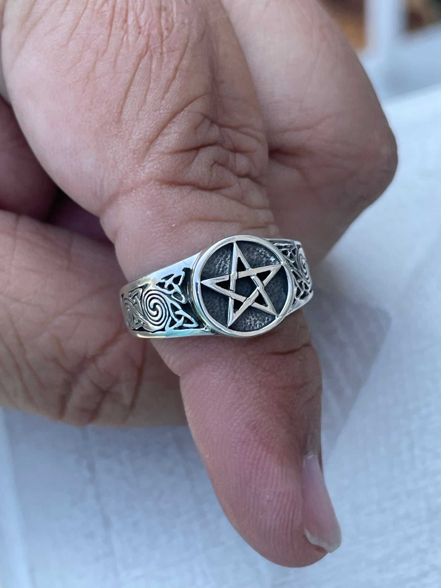 925 Sterling Silver Wiccan Star Ring Size 8
