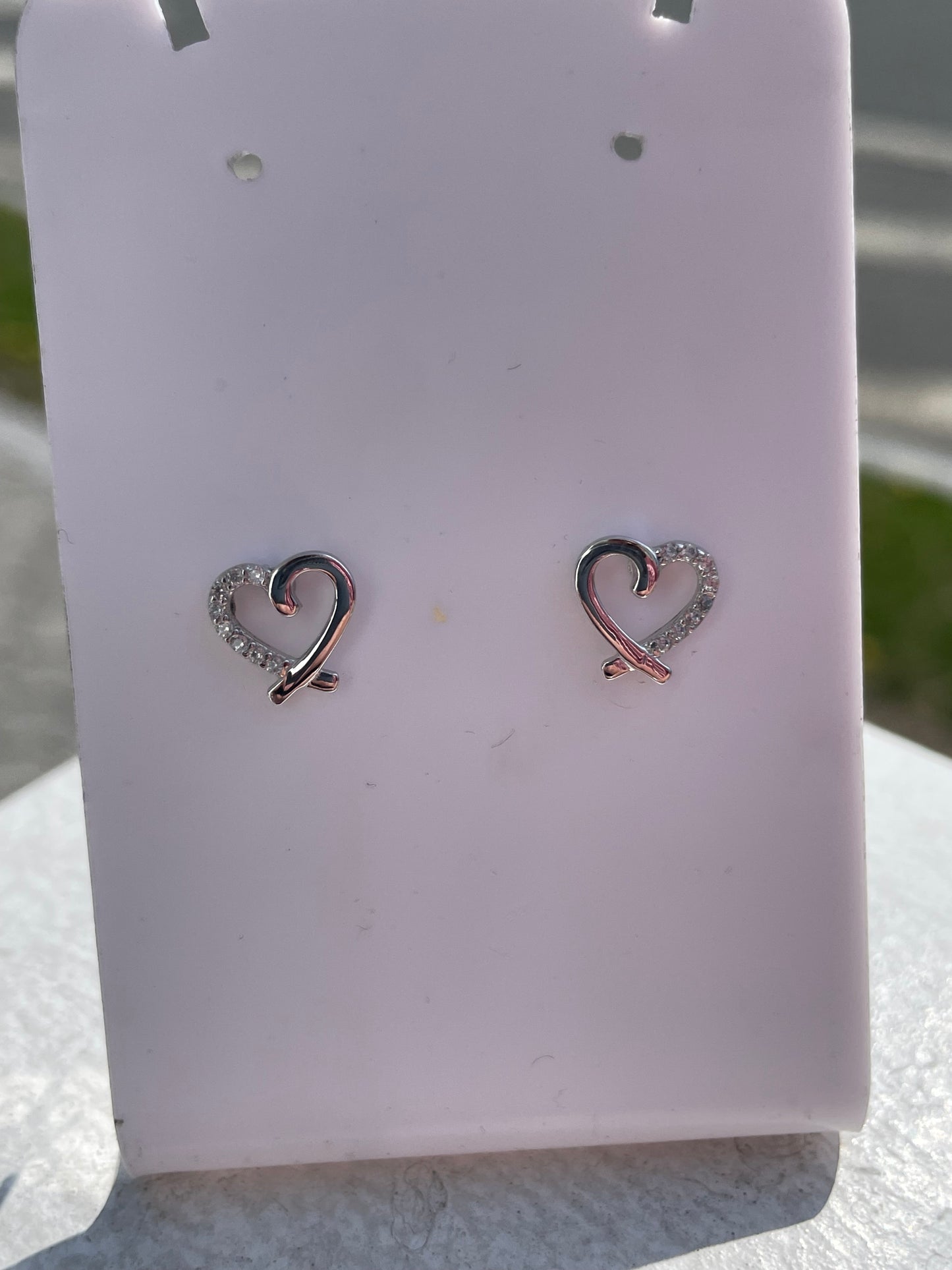 925 Sterling Silver Loving Heart Tiffany Style Stud Earrings