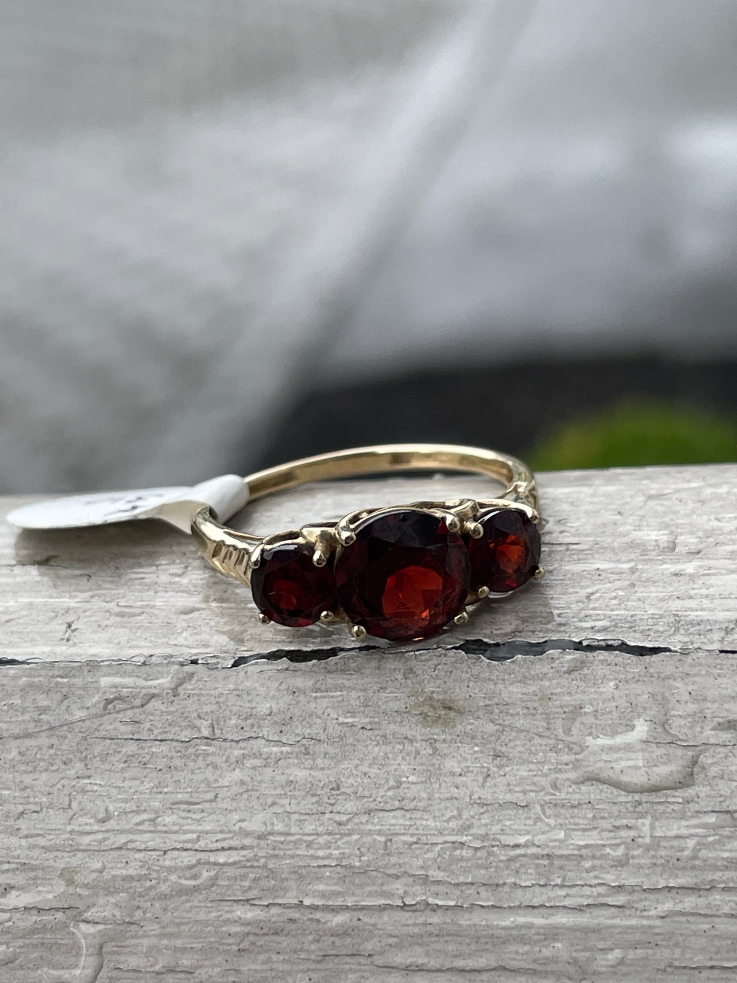 14k Gold Past Present Future 2.00ct Garnet Ring