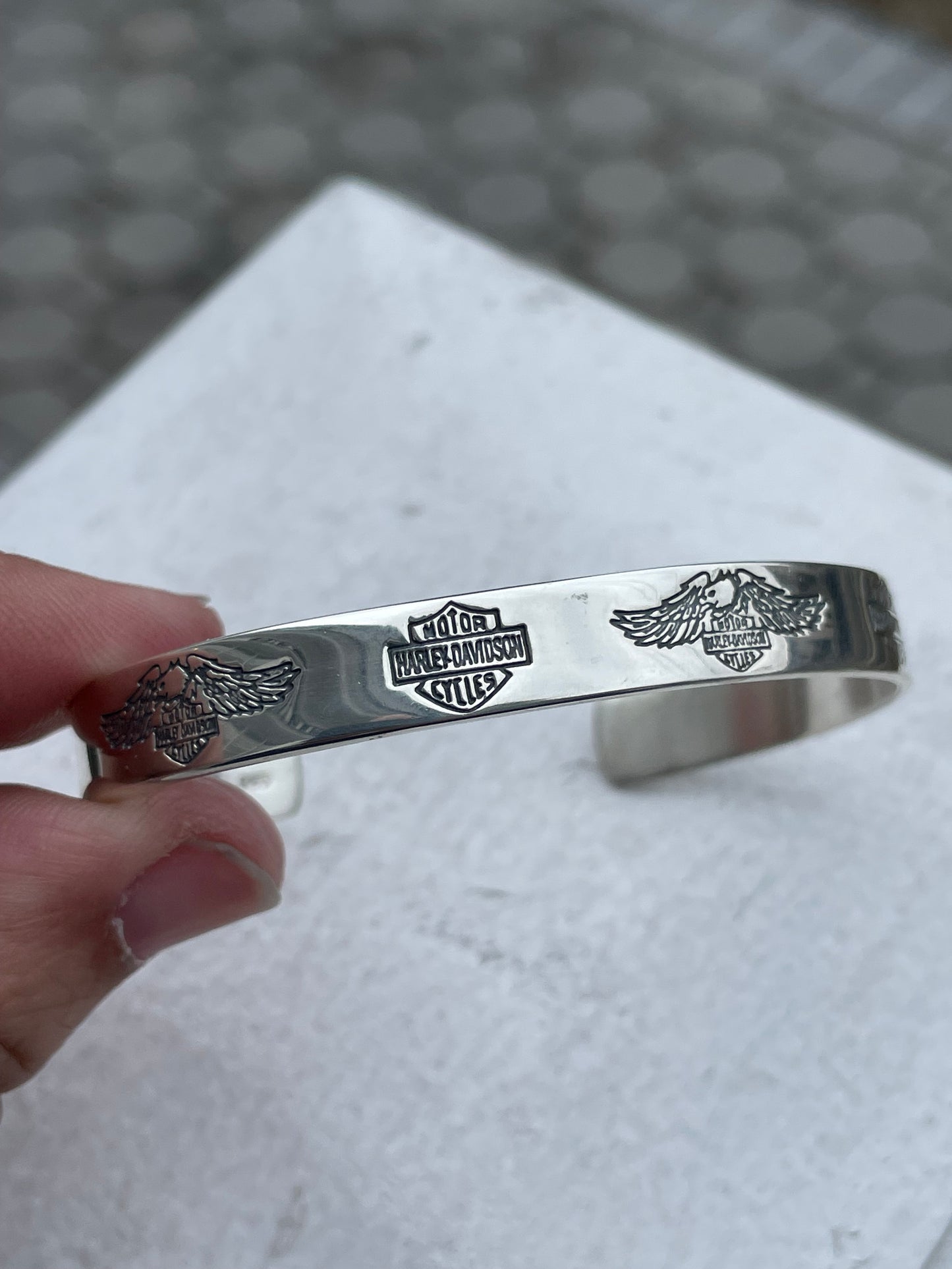 925 Sterling Silver Harley Davidson Cuff Bracelet 7”-8”