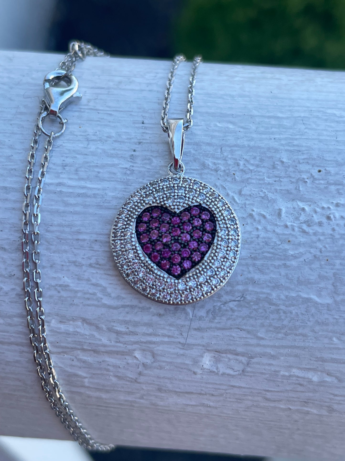 925 Sterling Silver All Heart Logo Micro Pavé Disc Necklace