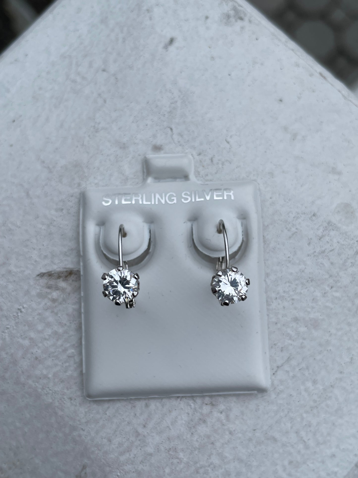 925 Sterling Silver Cz Leverback Earrings