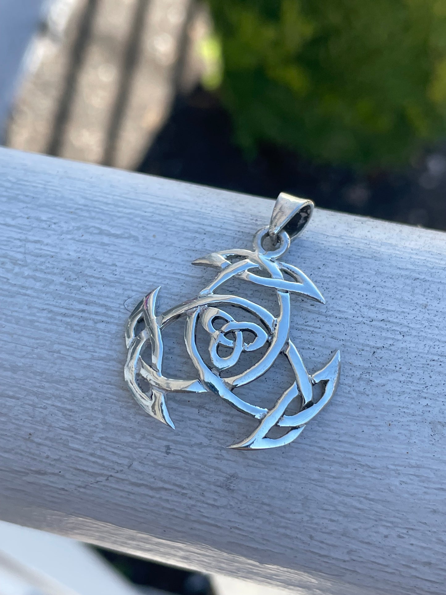 925 Sterling Silver Cosmic Celtic Triquetra Knot Pendant
