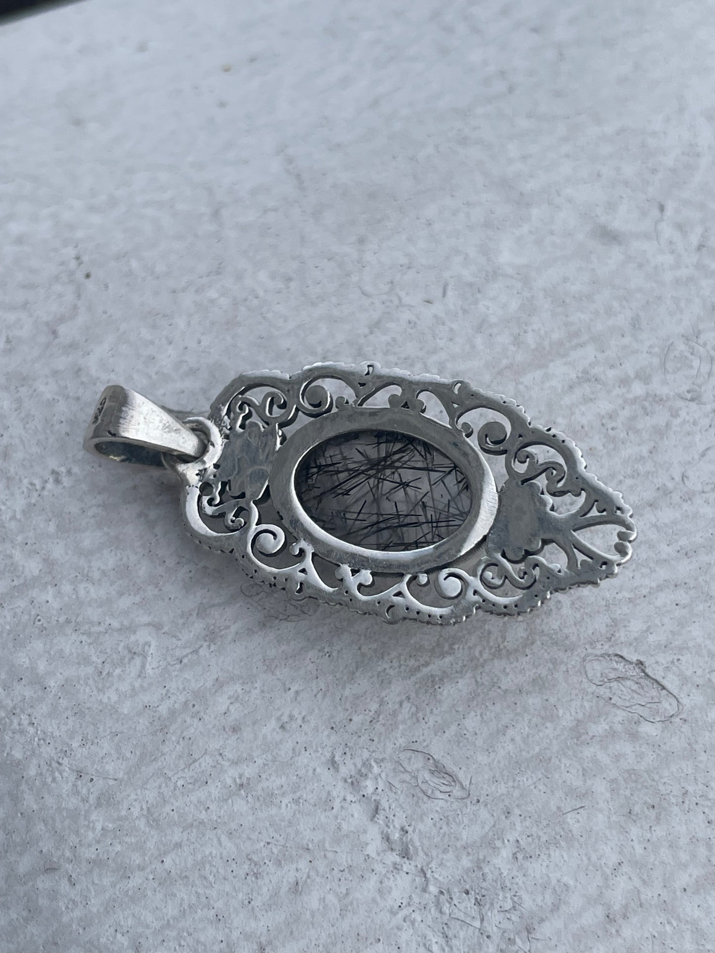 925 Sterling Silver Rutilated Quartz Pendant Charm