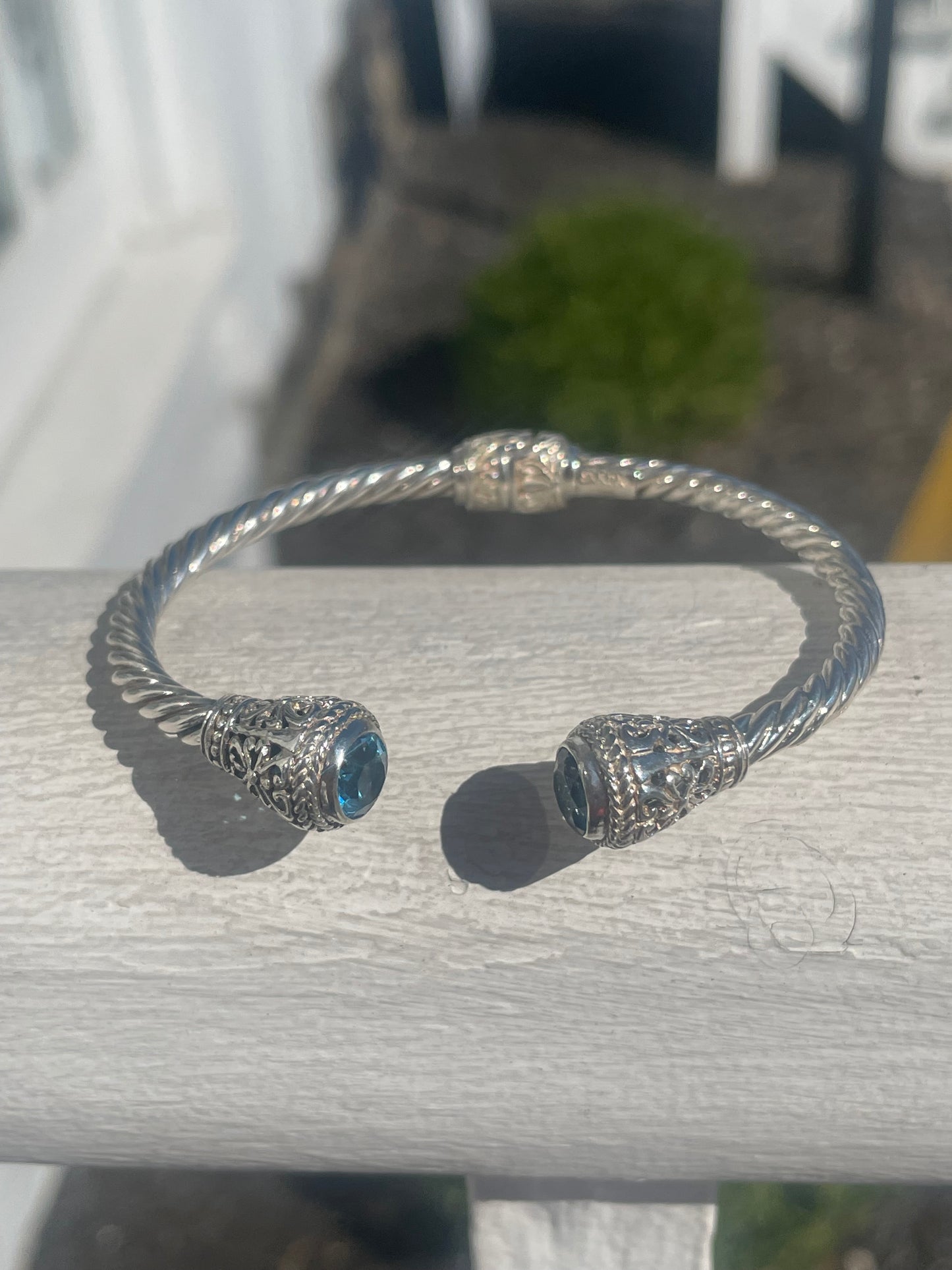 Designer Sarda 925 Sterling Silver Blue Topaz Bracelet