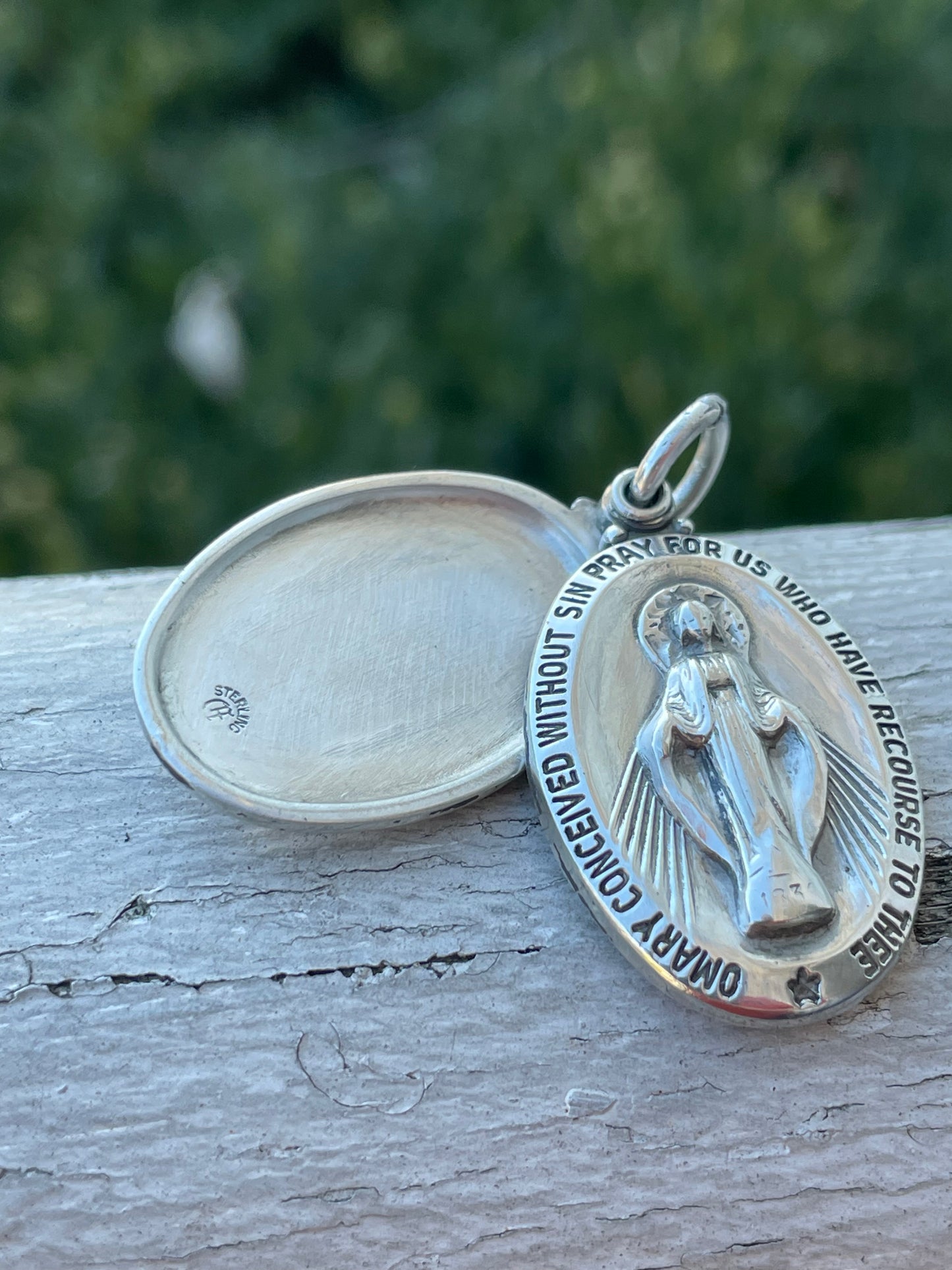 925 Sterling Silver Mother Mary & St. Christopher Reversible Charm Pendant