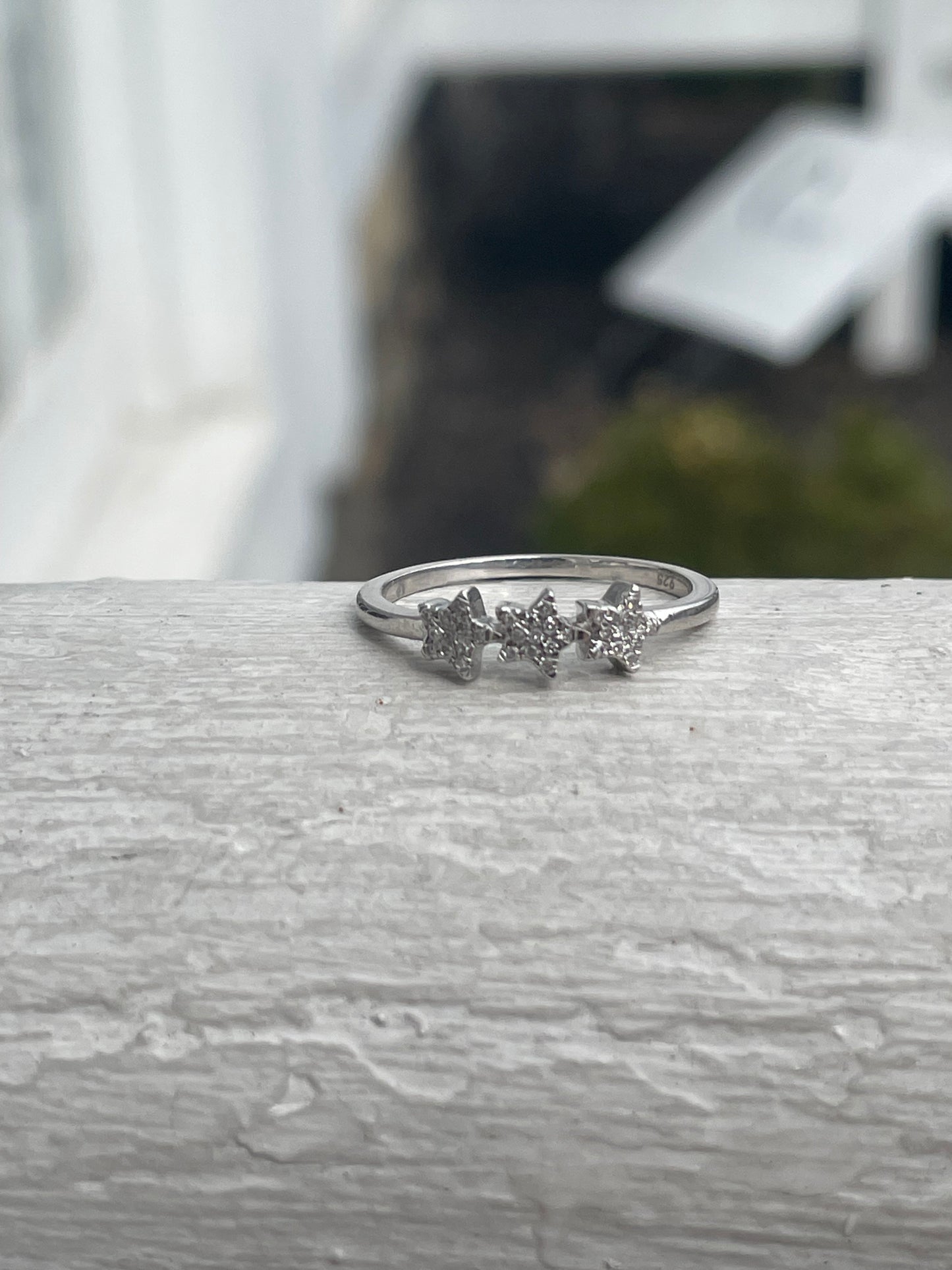 925 Sterling Silver Diamond Starry Cluster Ring Size 7