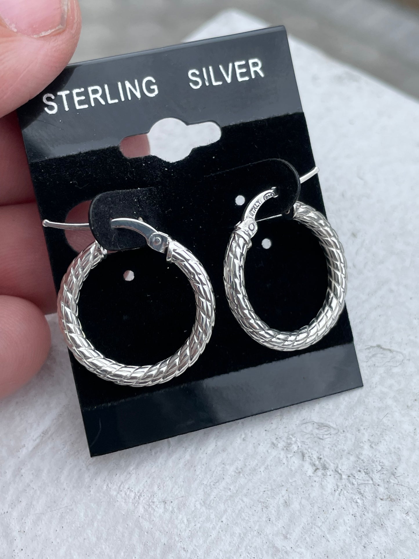 925 Sterling Silver Rope Design Hoop Earrings