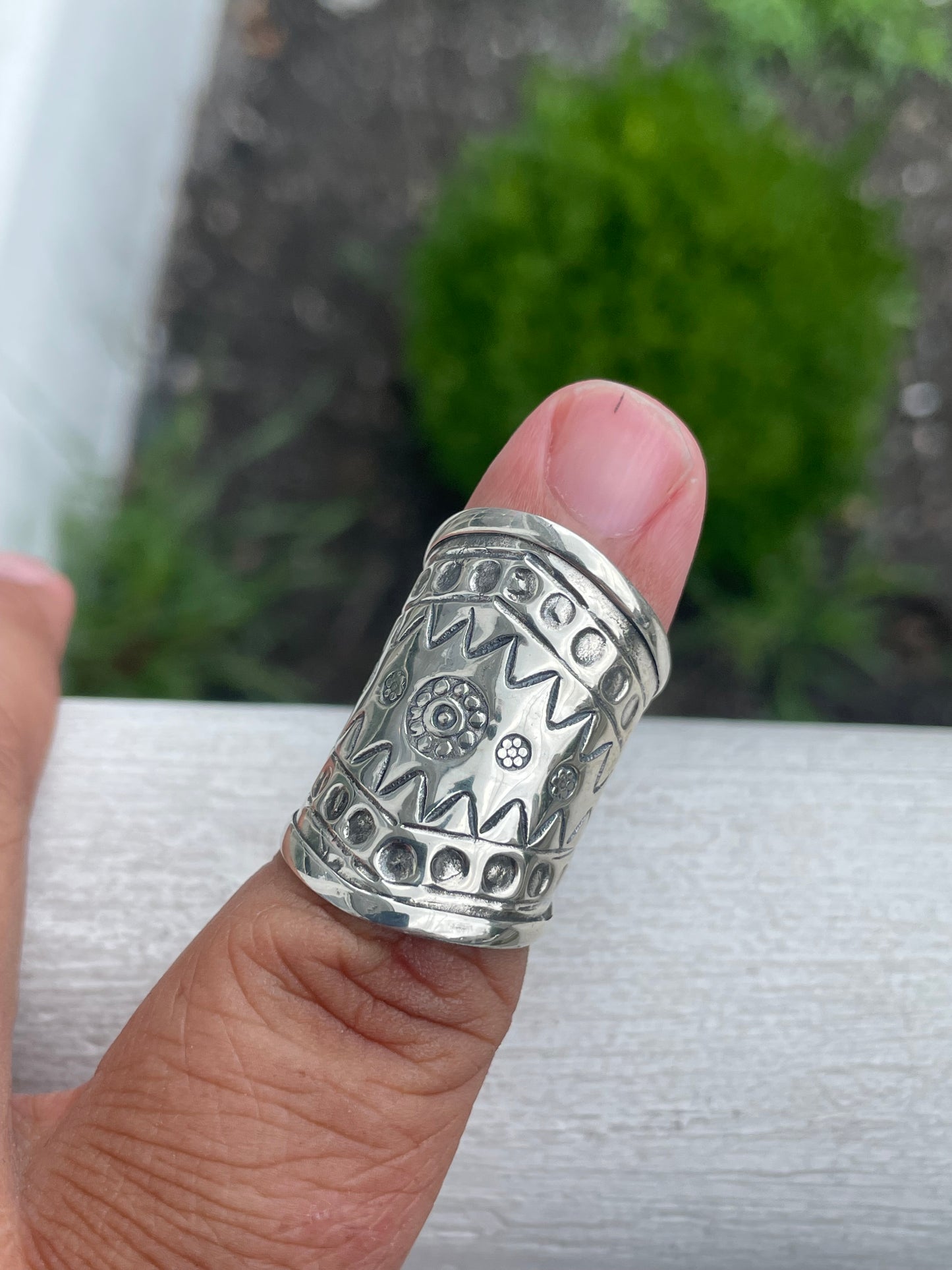 925 Sterling Silver Native American Thick Cigar Band Ring Size 7