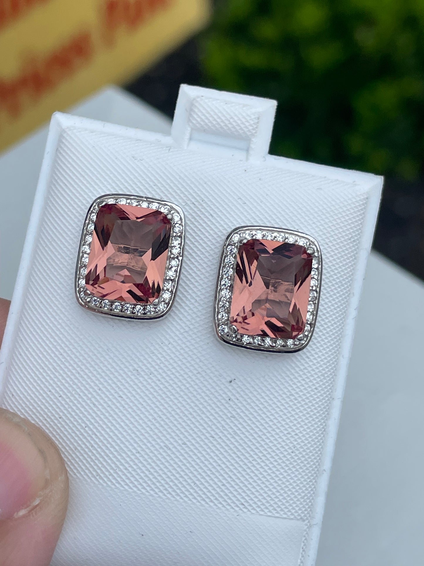 925 Sterling Silver Emerald Cut Zultanite & Zirconia Earrings