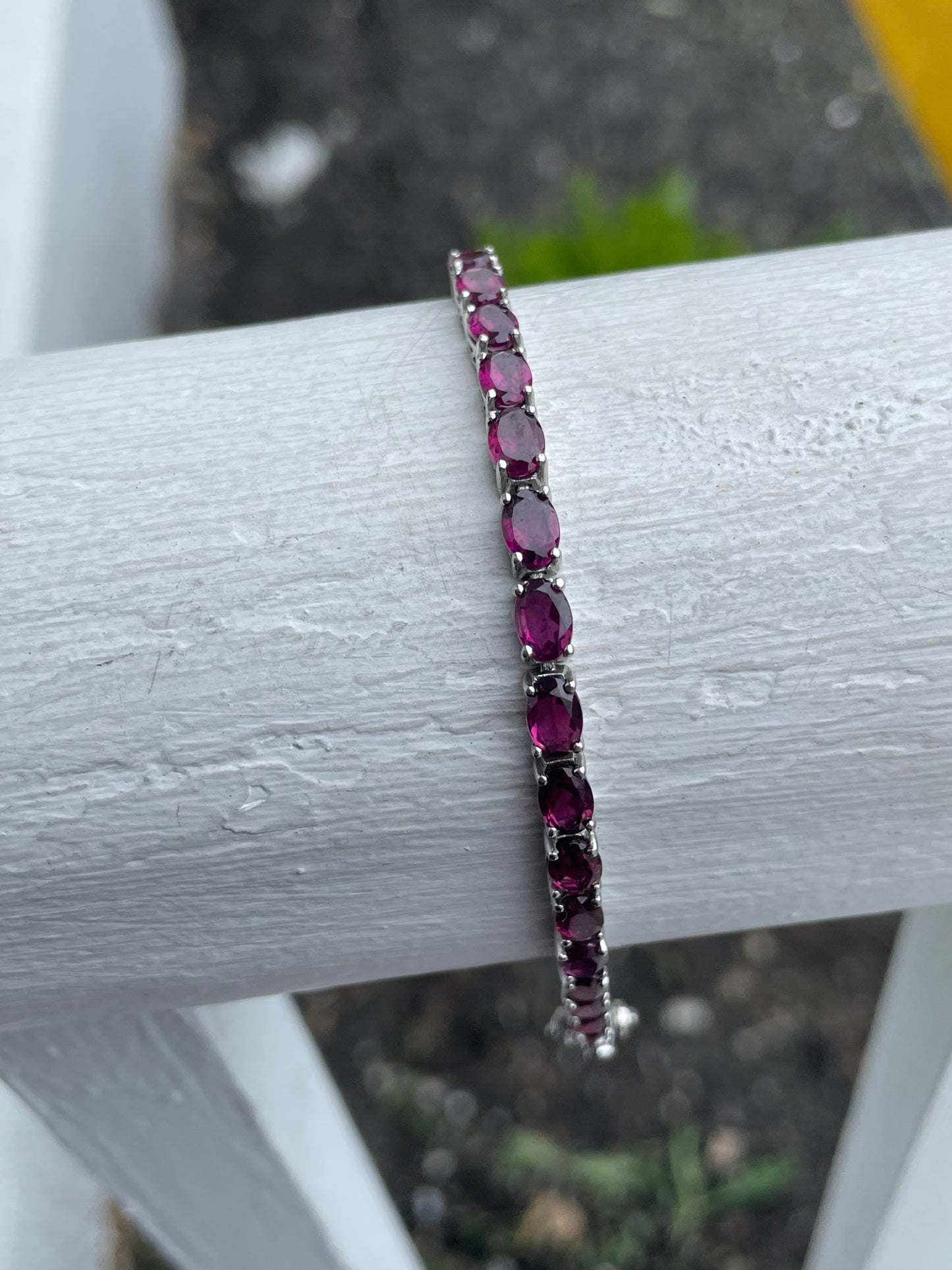 925 Sterling Silver Rhodolite Garnet Tennis Bracelet
