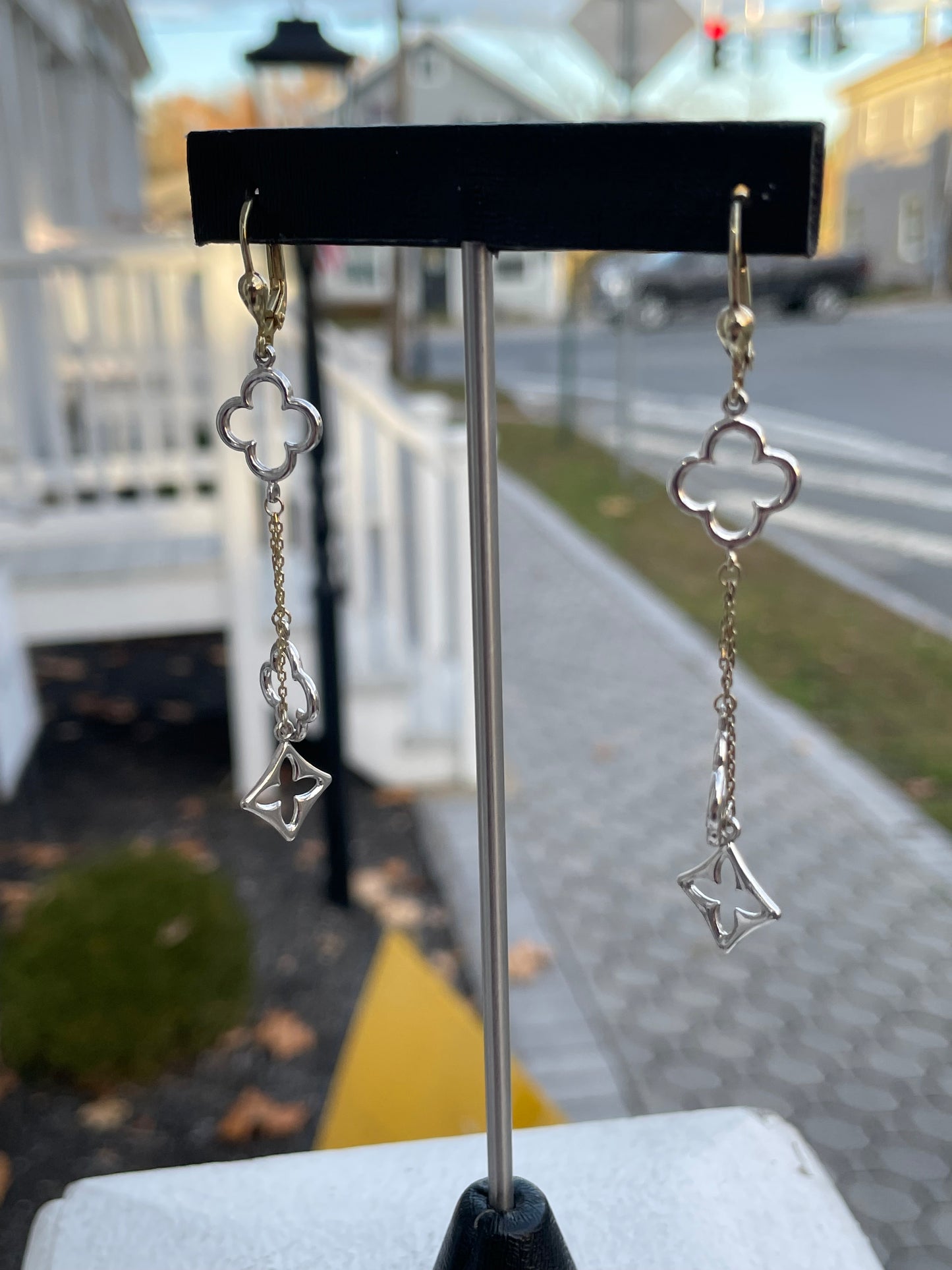 925 Sterling Silver Louis Vuitton Style Charm Dangle Earrings