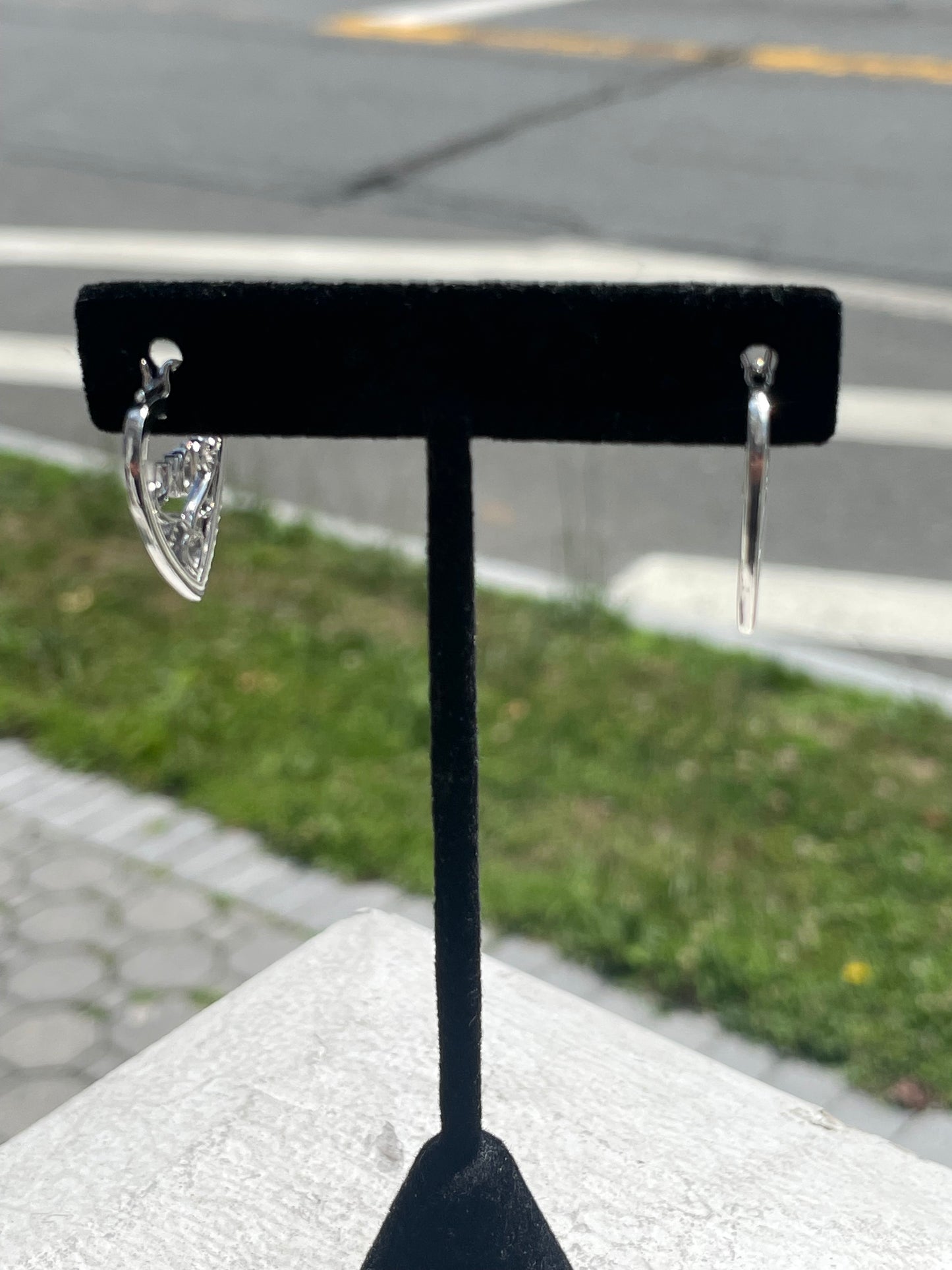 925 Sterling Silver Clear Zirconia Mom Heart Shape Earrings
