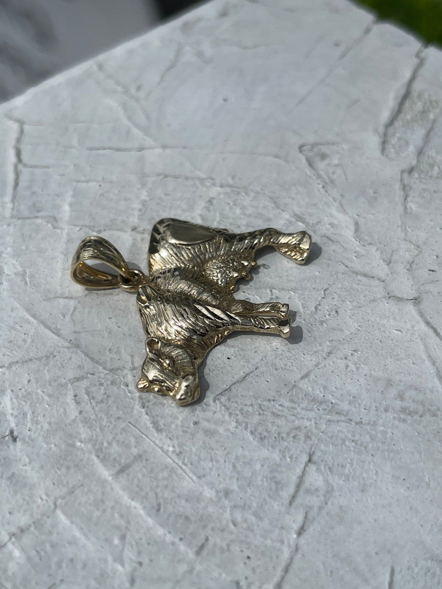 14k Gold Bovine Cow Charm Pendant