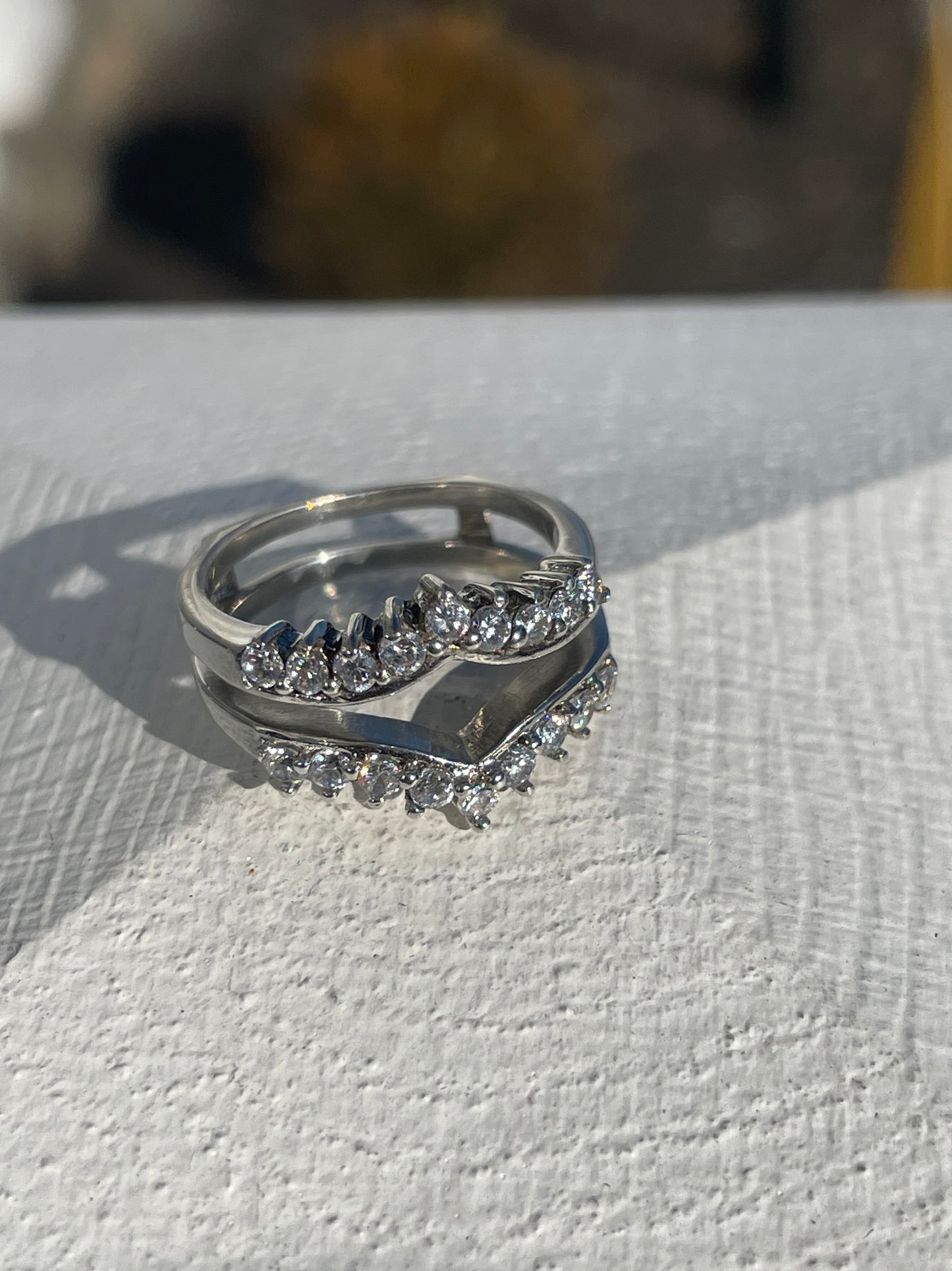 925 Sterling Silver Cubic Zirconia Insert Band Ring Size 6