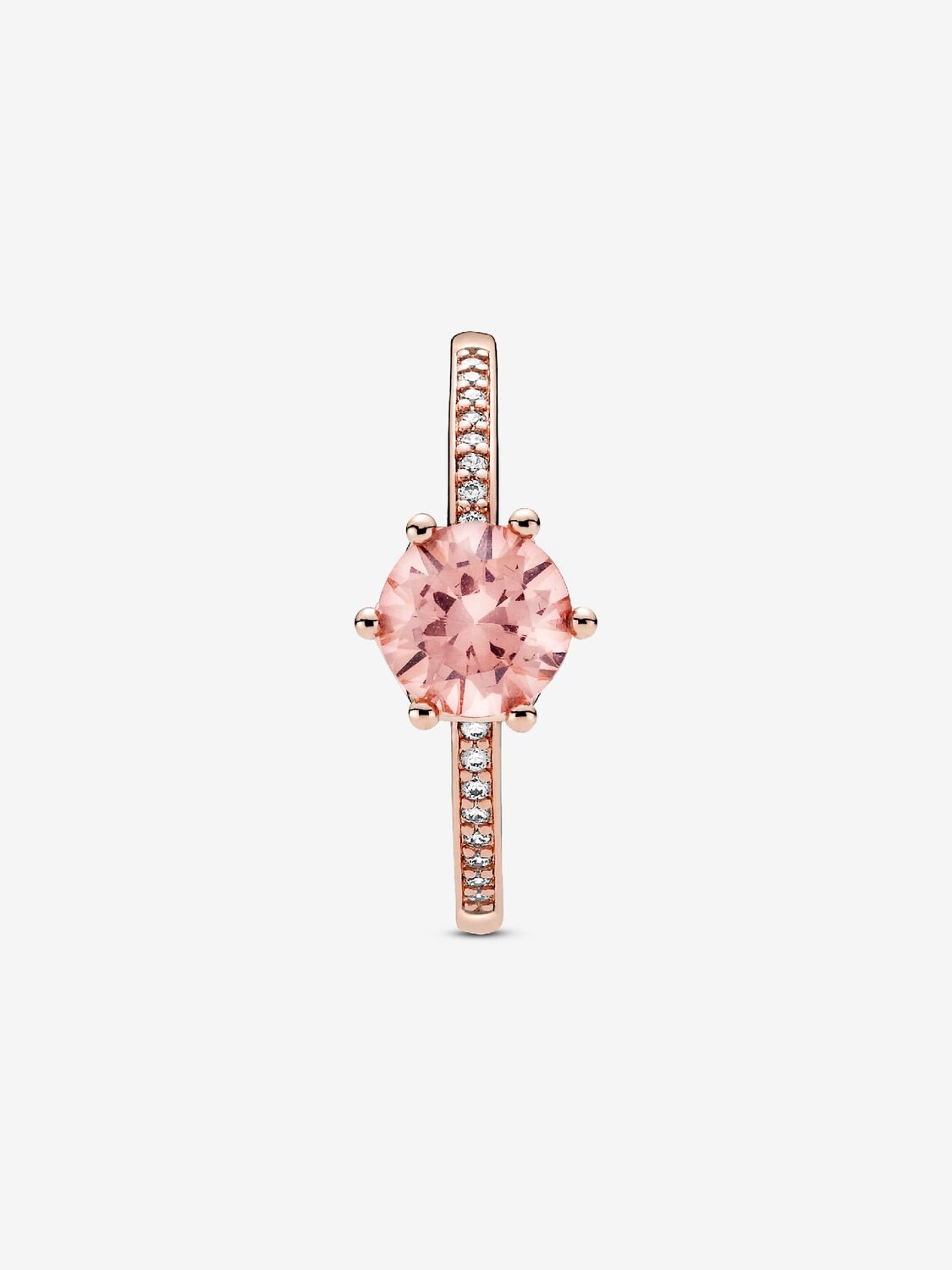 Pandora Pink Sparkling Crown Solitaire Ring w/ 14k rose gold plating 188289C01 Size 8.5