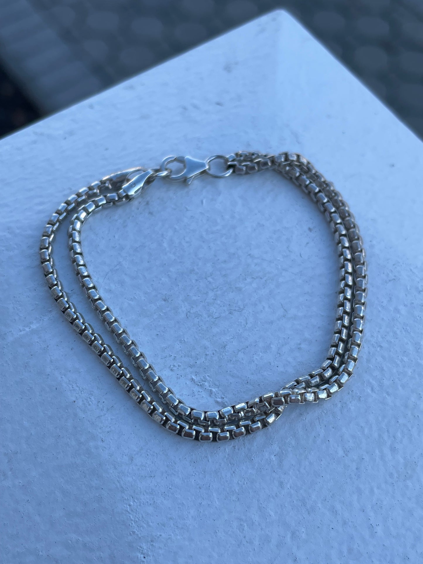 925 Sterling Silver Classic Cable Double Strand Bracelet