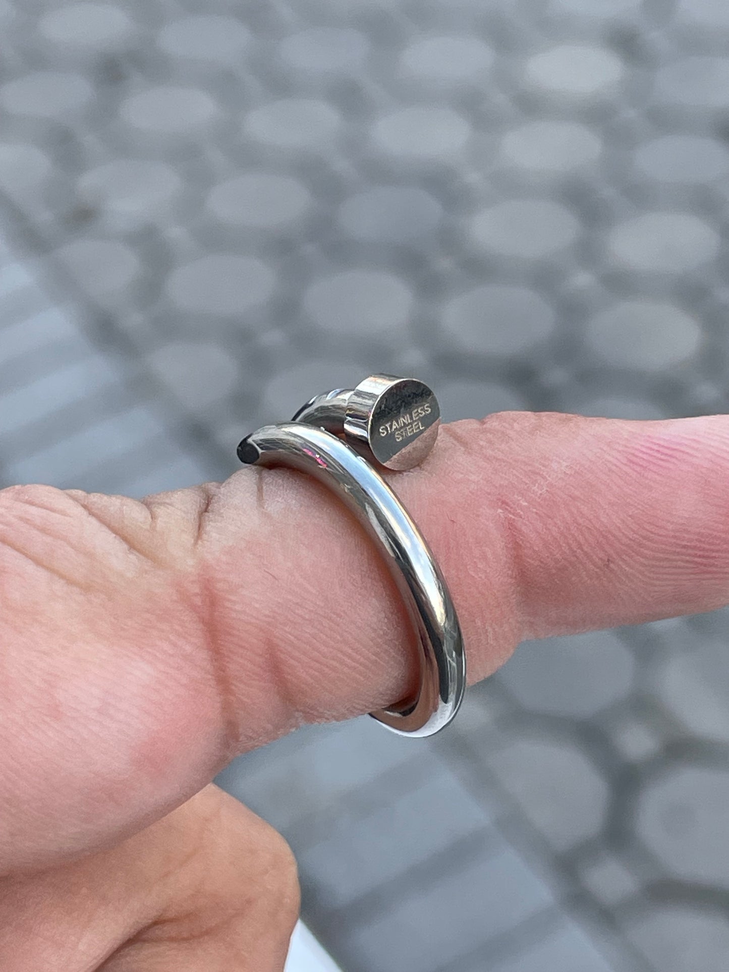 Stainless Steel Curved Nail Cartier Style Ring
