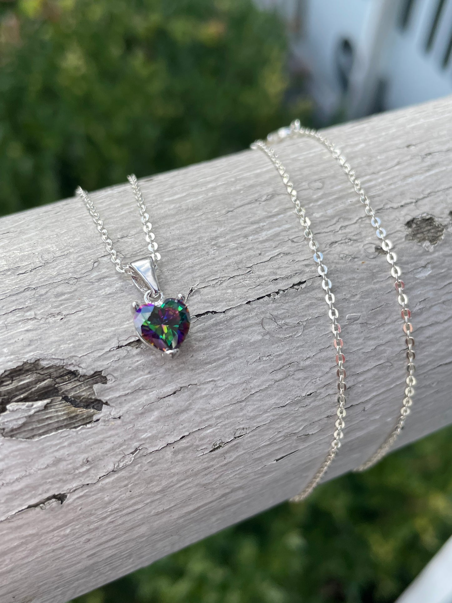 925 Sterling Silver 1.00ct Mystic Topaz Heart Necklace