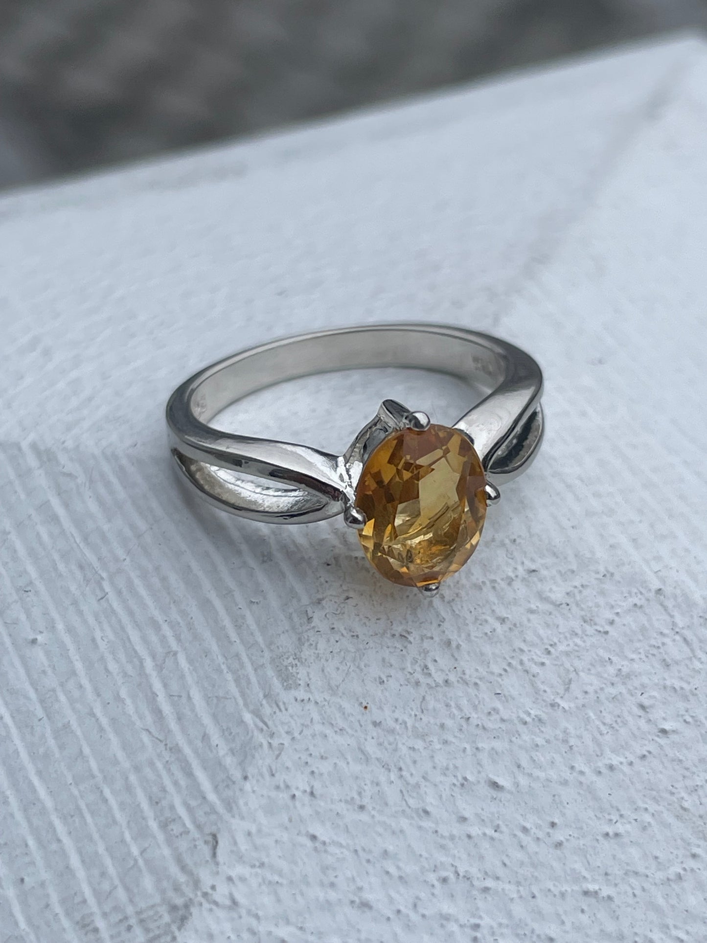 925 Sterling Silver 1.00ct Solitaire Citrine Ring Size 8