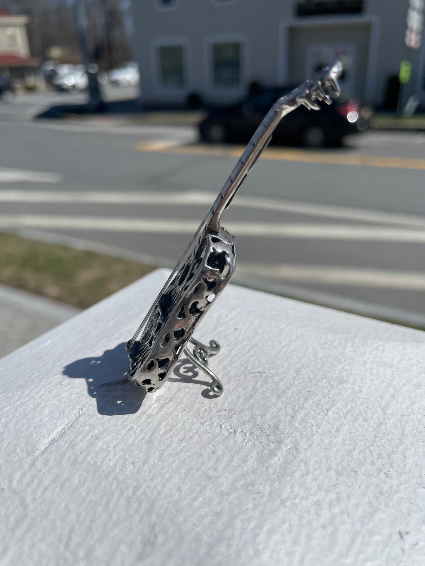 925 Sterling Silver Filigree Guitar Handmade Decoration Piece