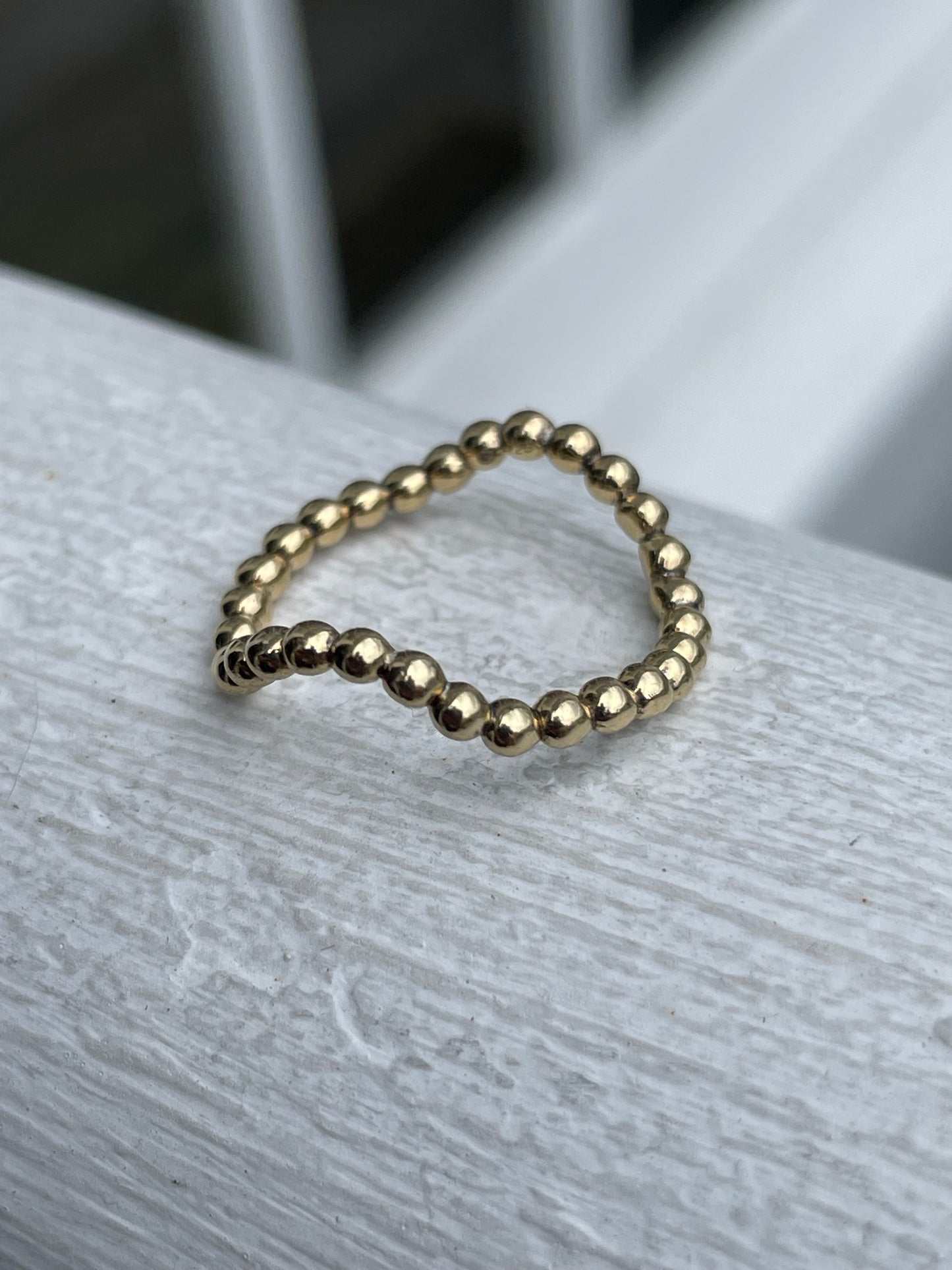 925 Sterling Silver Wavy Beaded Band Ring Size 6