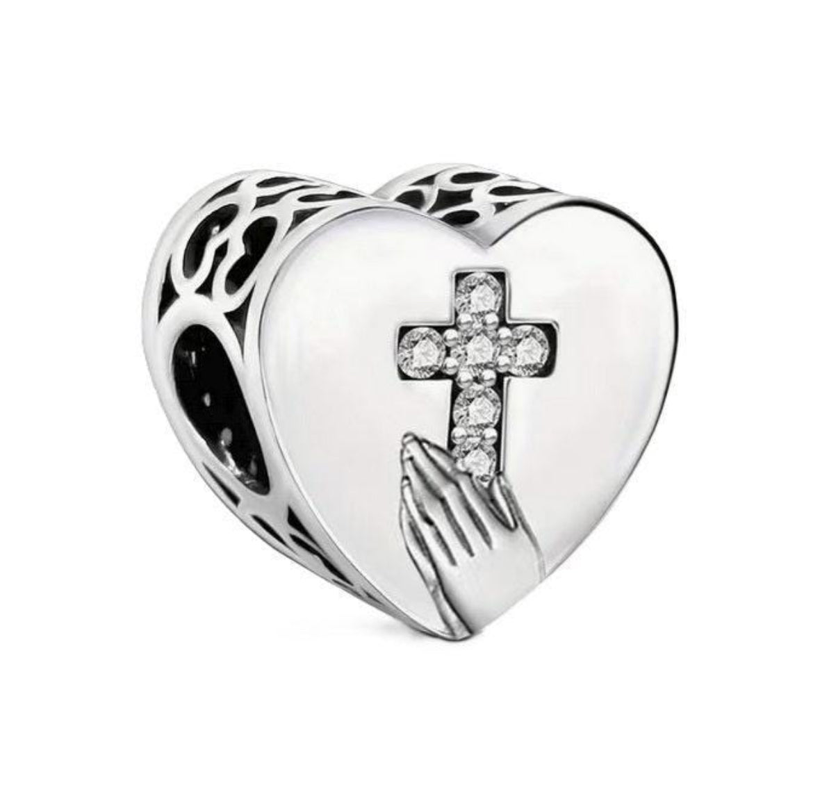 925 Sterling Silver Fits Pandora Matthew 28:20 Prayer Heart Charm
