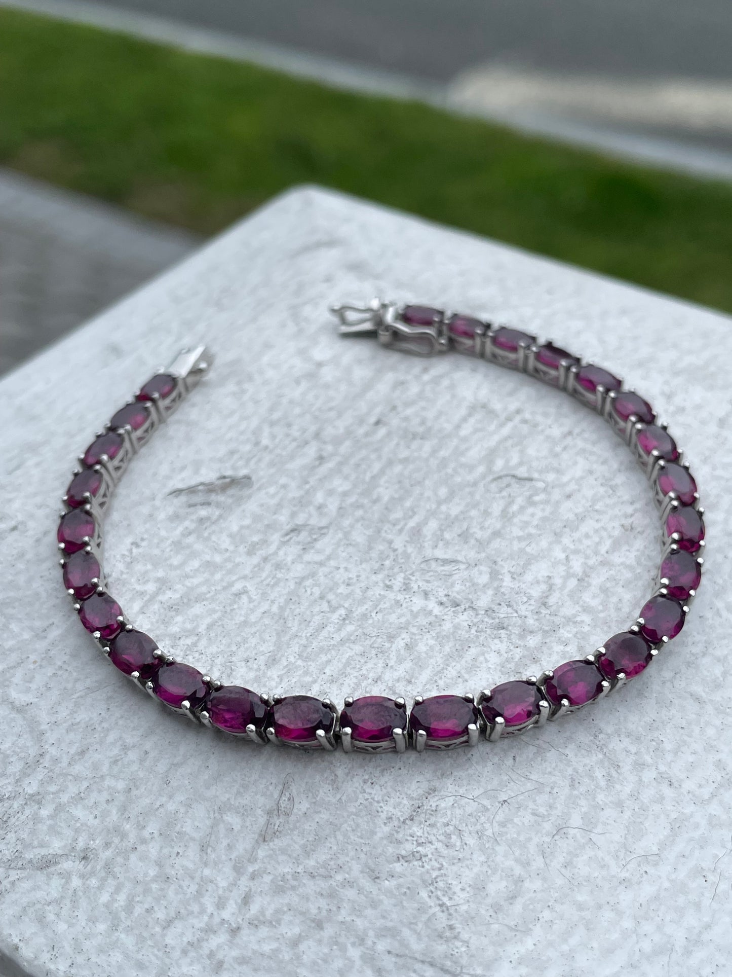 925 Sterling Silver Rhodolite Garnet Tennis Bracelet